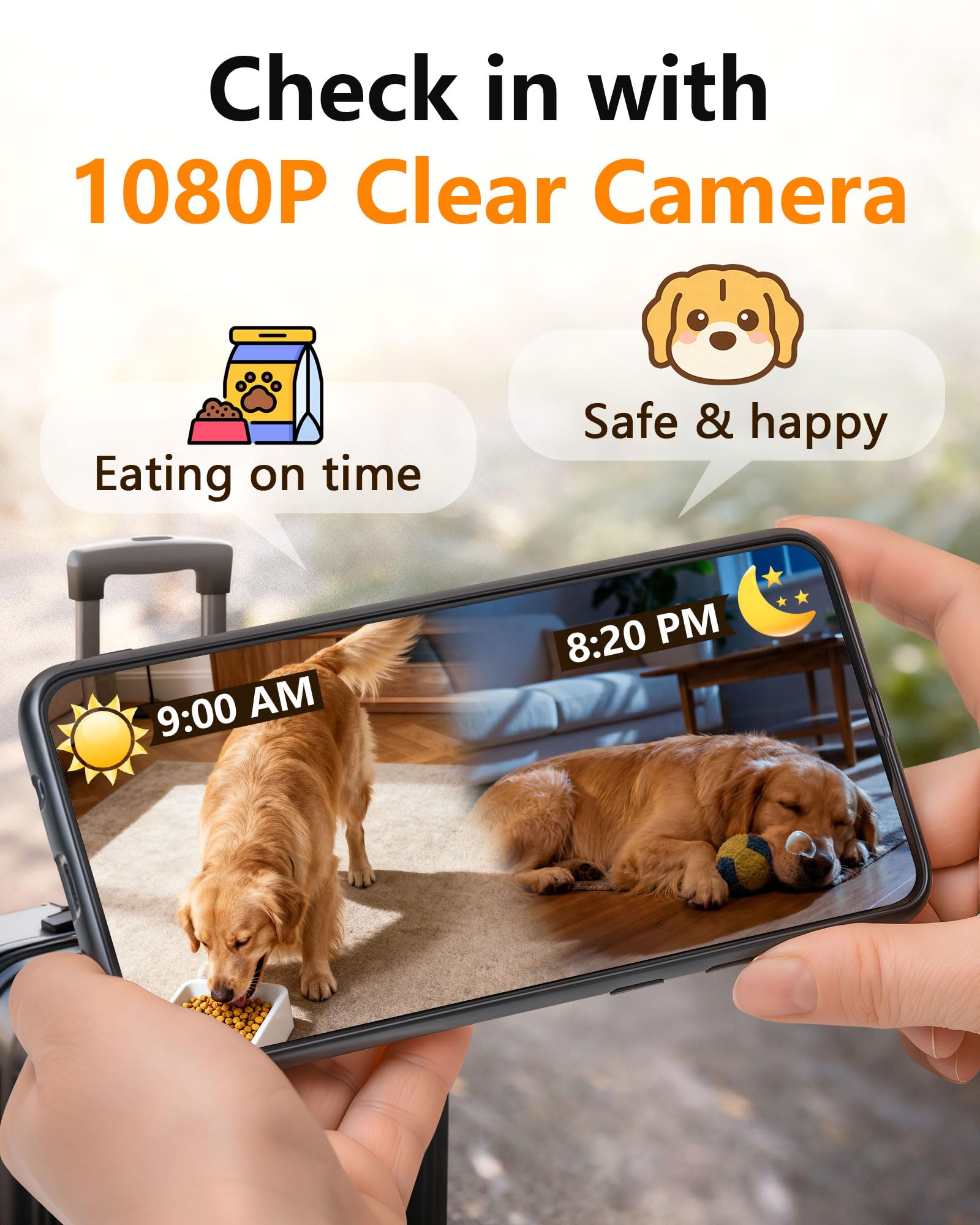 Automatyczny karmnik dla psów dużych ras: 12 l / 50 filiżanek z kamerą HD 1080P - 5G WiFi Anti-Clog Timed karmnik dla zapracowanych właścicieli Golden Retriever od UTCG