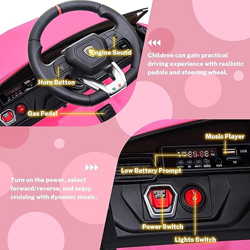 Miniatura 6 de Lamborghini Urus - Vehículo eléctrico de 12 V con licencia de automóvil, juguete para niños con control remoto, bocina, radio, reproducción de