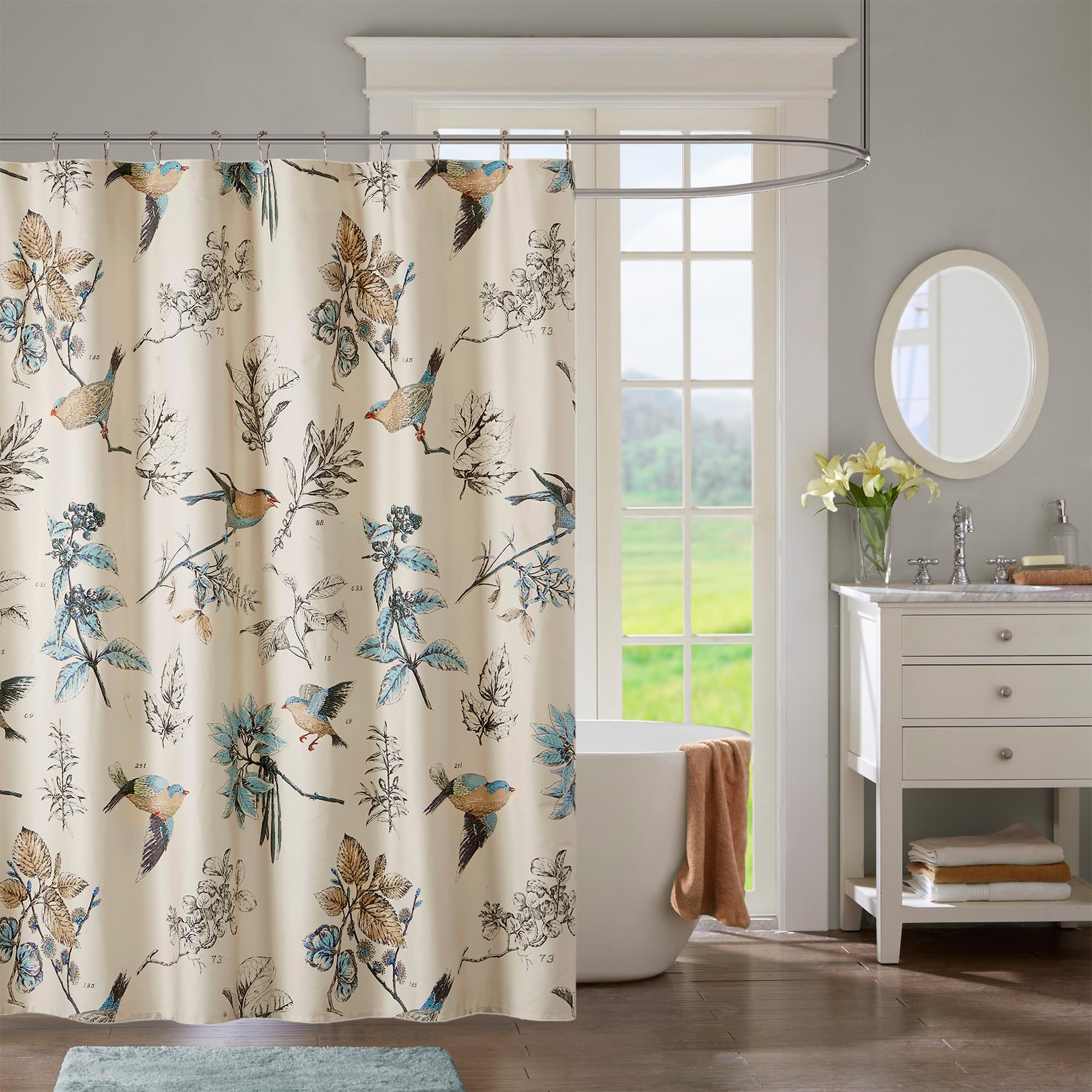 Madison Park JLA Home INC Quincy Printed Cotton Shower Curtain Khaki 72x72