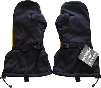 Winter Fleece Insulated Arctic Cold Weather Triger Finger Leather Mittens & Wool Liners