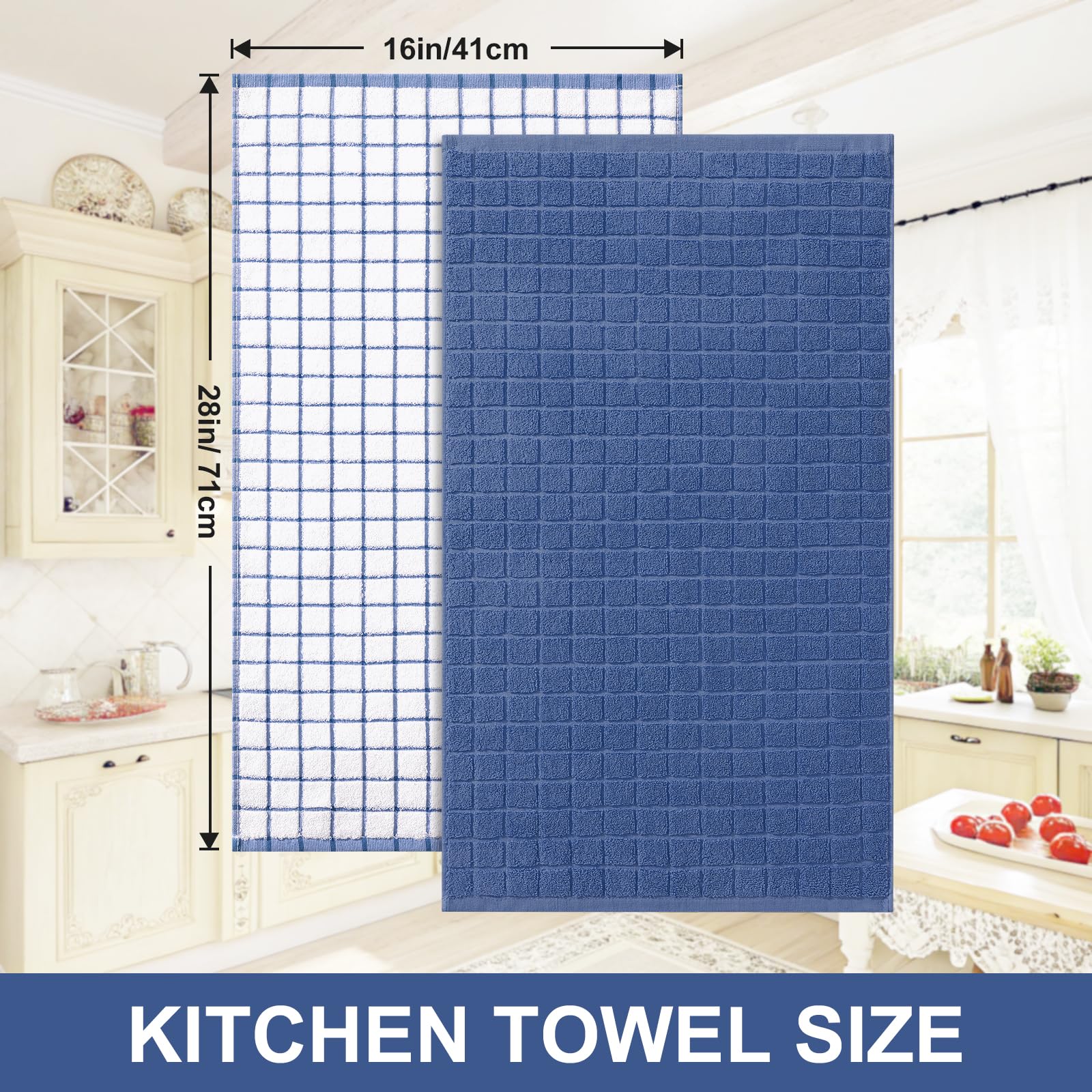 Homaxy Toallas de cocina de algodón de alta calidad de 16 x 28 pulgadas, toallas de cocina grandes de rizo natural de 390 GSM, toallas de mano de cocina de rizo súper absorbentes, paños de cocina