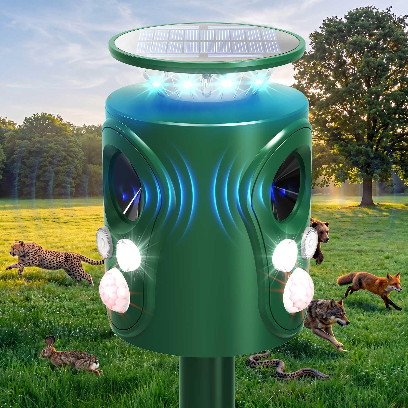 Photo 1 of LINKET Solar Ultrasonic Animal Repeller with Motion Sensors & LED Strobe