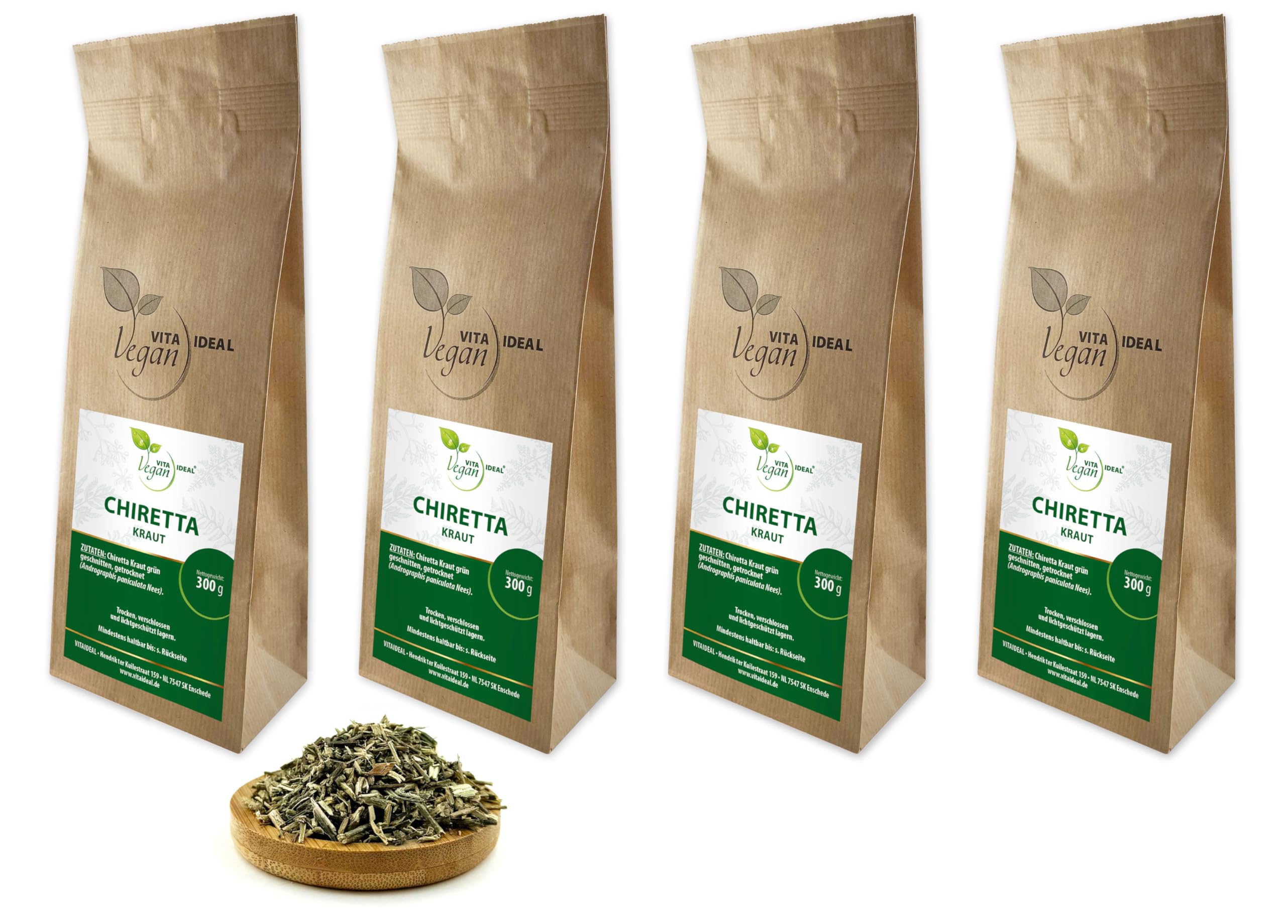 VITA IDEAL Vegan® ANDROGRAPHIS - Kraut 4x 300g geschnitten & getrocknet - Chirettakraut, Chiarata - ANDOGRAPHIS - CHIRETTAKRAUT - Kräuter Tee & Aufguss, ohne Zusatzstoffe.