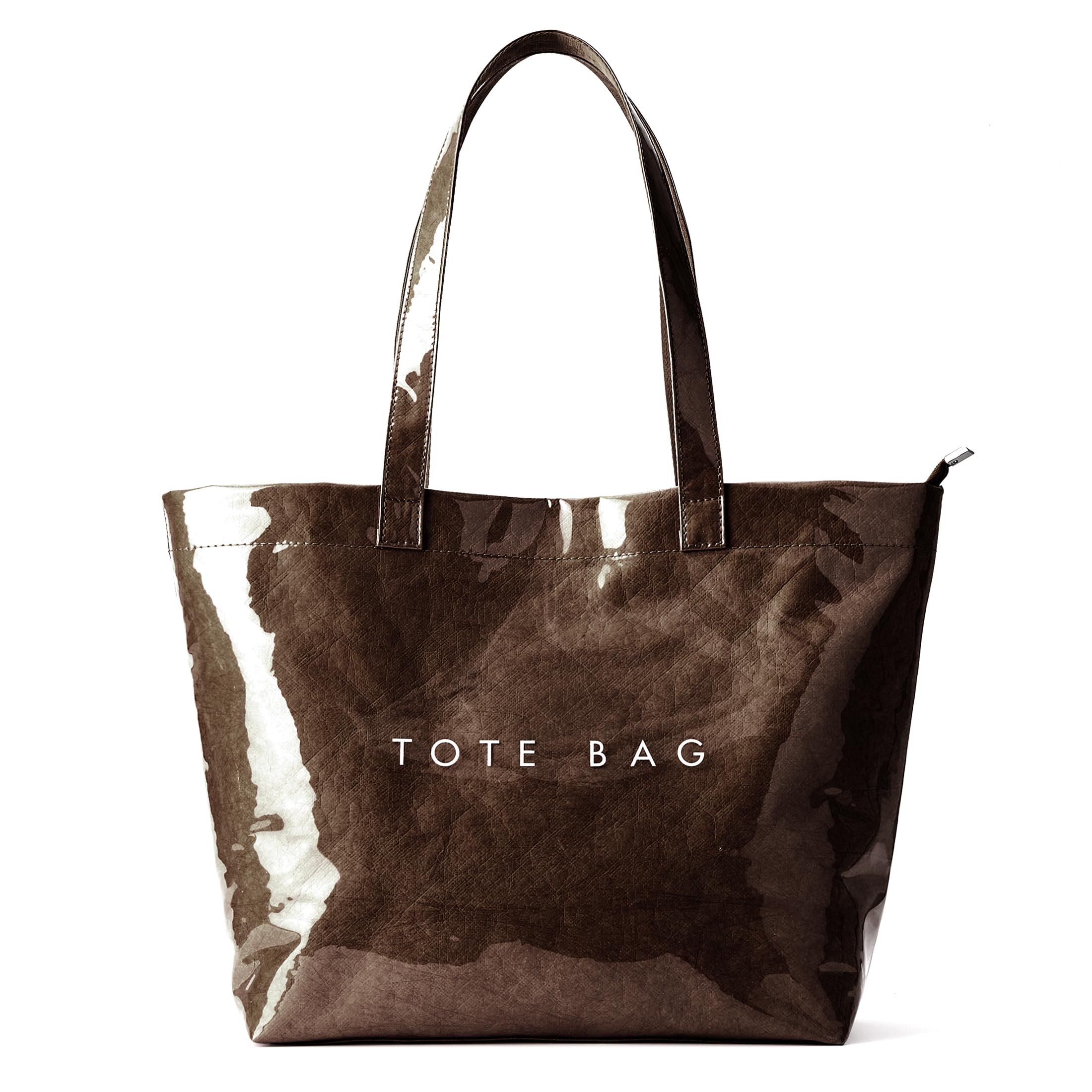 KALIDI PVC Zipper Tote Bag Jelly Kraft Paper Beach Bag Large Hobo Carry All Travel Shopping Handbag Plastic