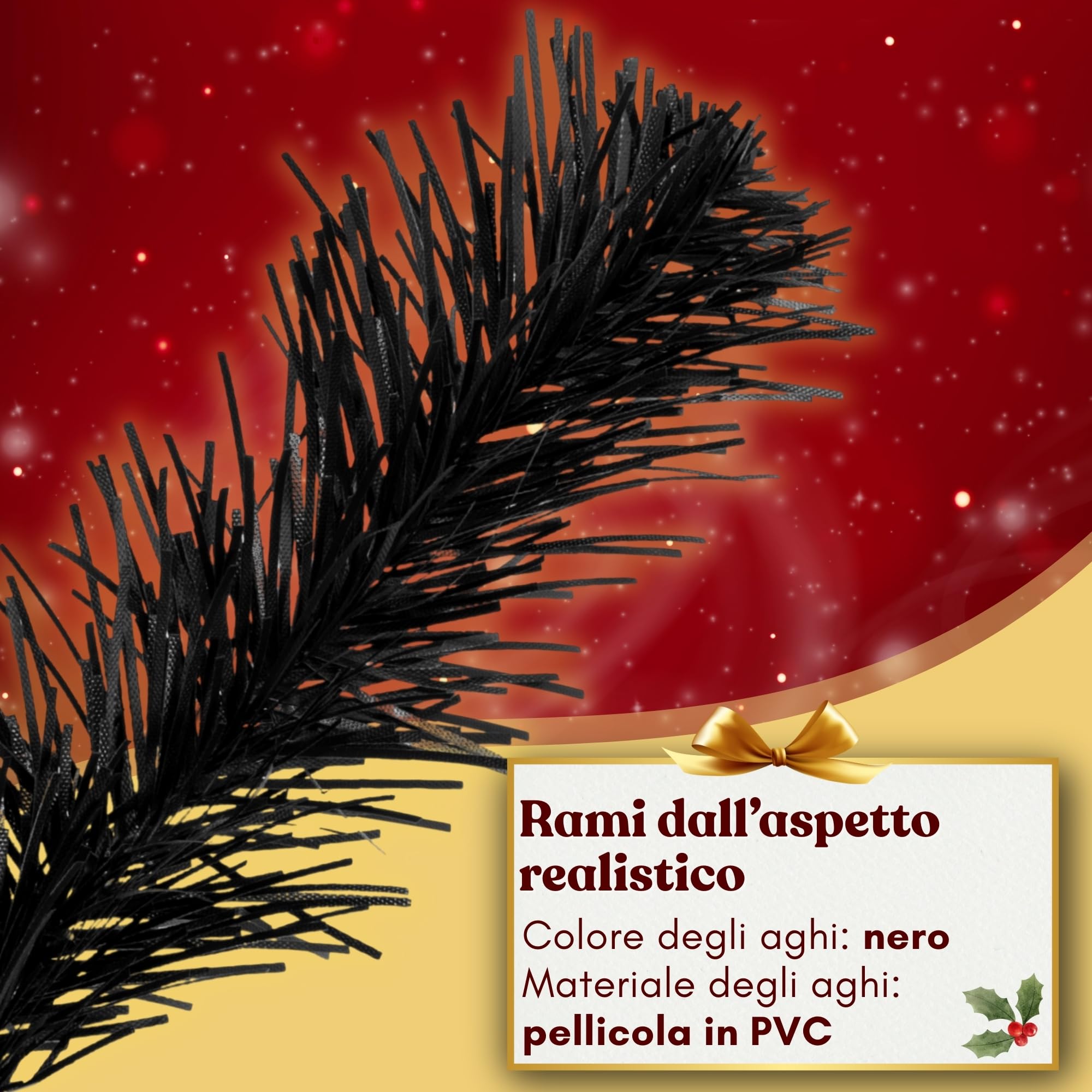 Springos Albero di Natale artificiale 150 cm – Albero di Natale nero Premium Deluxe, denso e realistico come reale, con robusto supporto e cartone, albero di Natale artificiale moderno per decorazioni