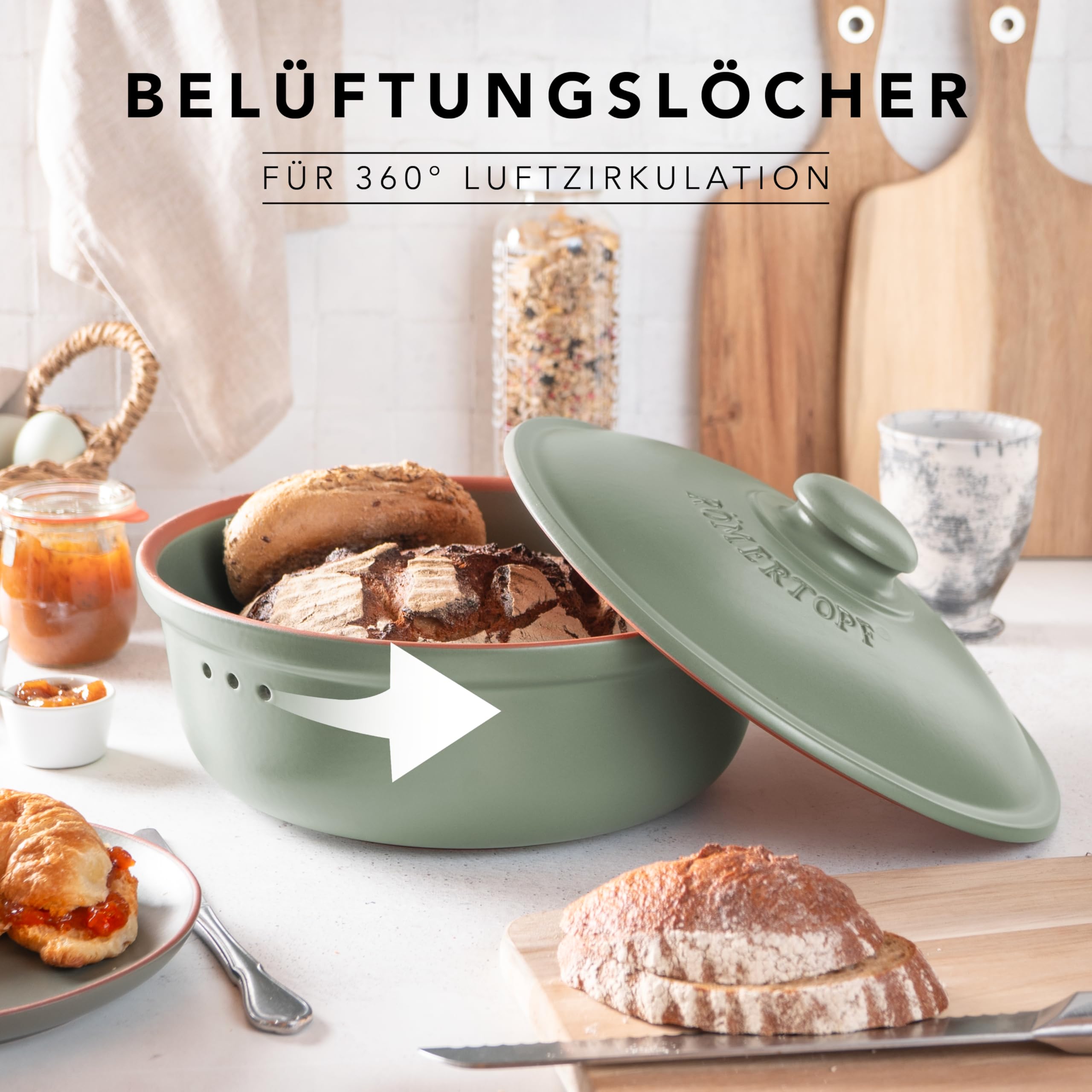 Romertopf Römertopf Brottopf rund Ø 30 cm – Bild 4