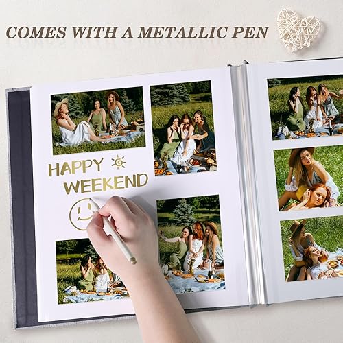 Miniatura 4 de Álbum de fotos autoadhesivas para fotos de 4 x 6, 5 x 7, 8 x 10 pulgadas, álbumes de fotos magnéticos con páginas adhesivas, libros con un bolígrafo