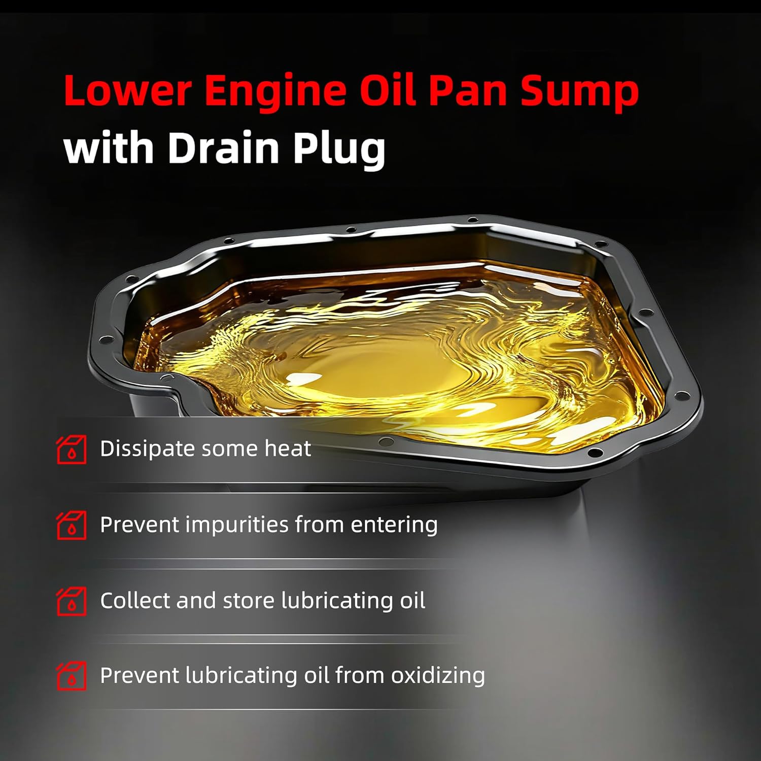 Engine Oil Pan Sump with Drain Plug, for Nissan Rogue 2008-2013, for Nissan Rogue Select 2014-2015 2.5L, Oil Pan OE# 264-539, 264539, NSP26C, 11110-JG31A, 11110JG31A