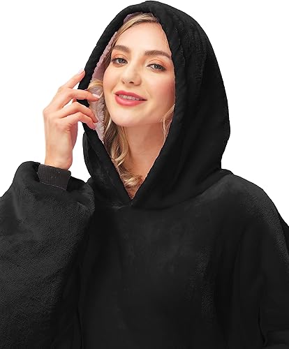 Miniatura 7 de Kipswiza Manta Ponible con Capucha para Mujeres y Hombres, Sudadera de Mantas con Capucha de Sherpa Suave y Acogedora Extragrande como Regalos de