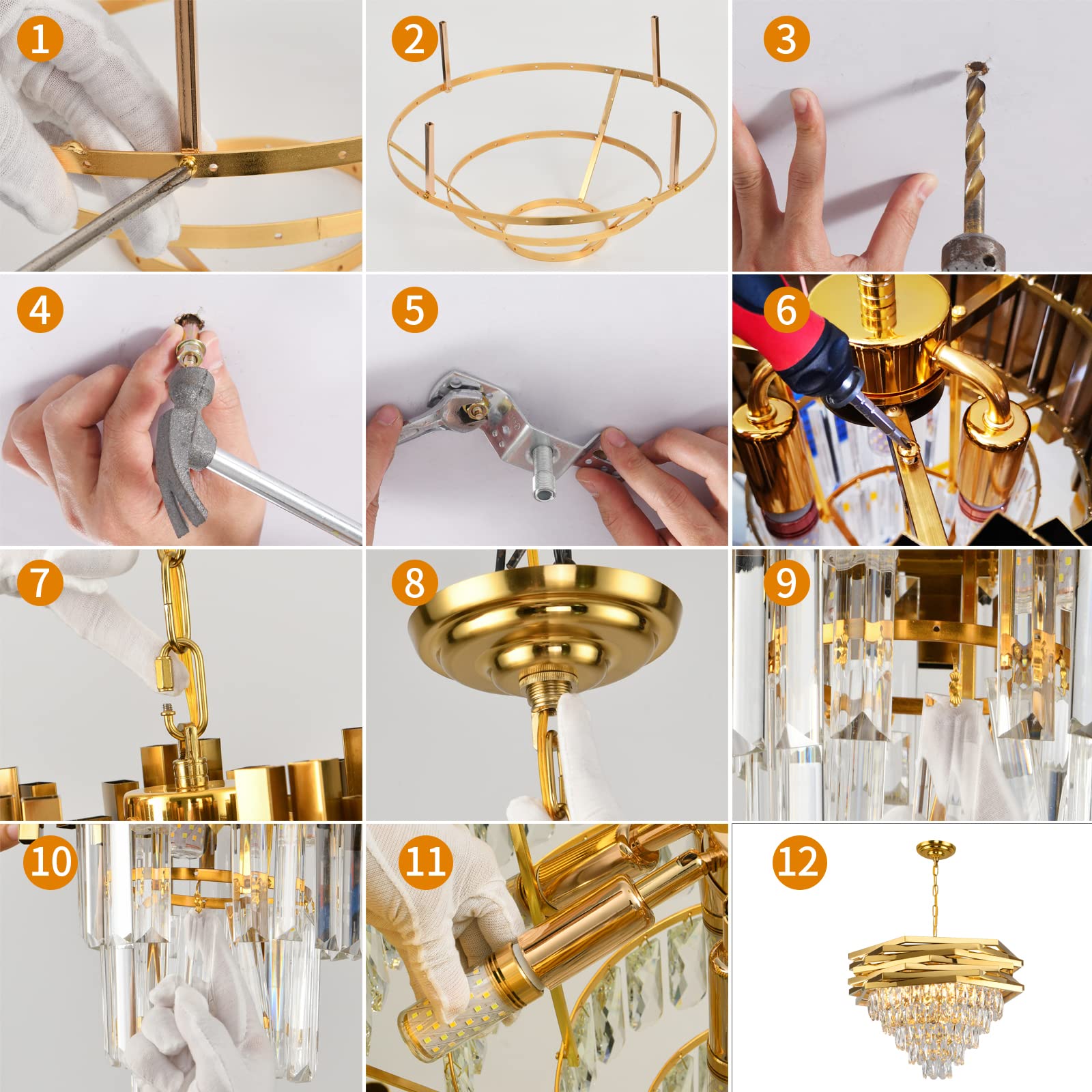 Lampadario di cristallo moderno Lampadari rotondi da 60 cm in oro per sala da pranzo K9 Lampadari a sospensione a soffitto a 5 livelli Lampadario grande da incasso per soggiorno Ingresso Foyer Scala
