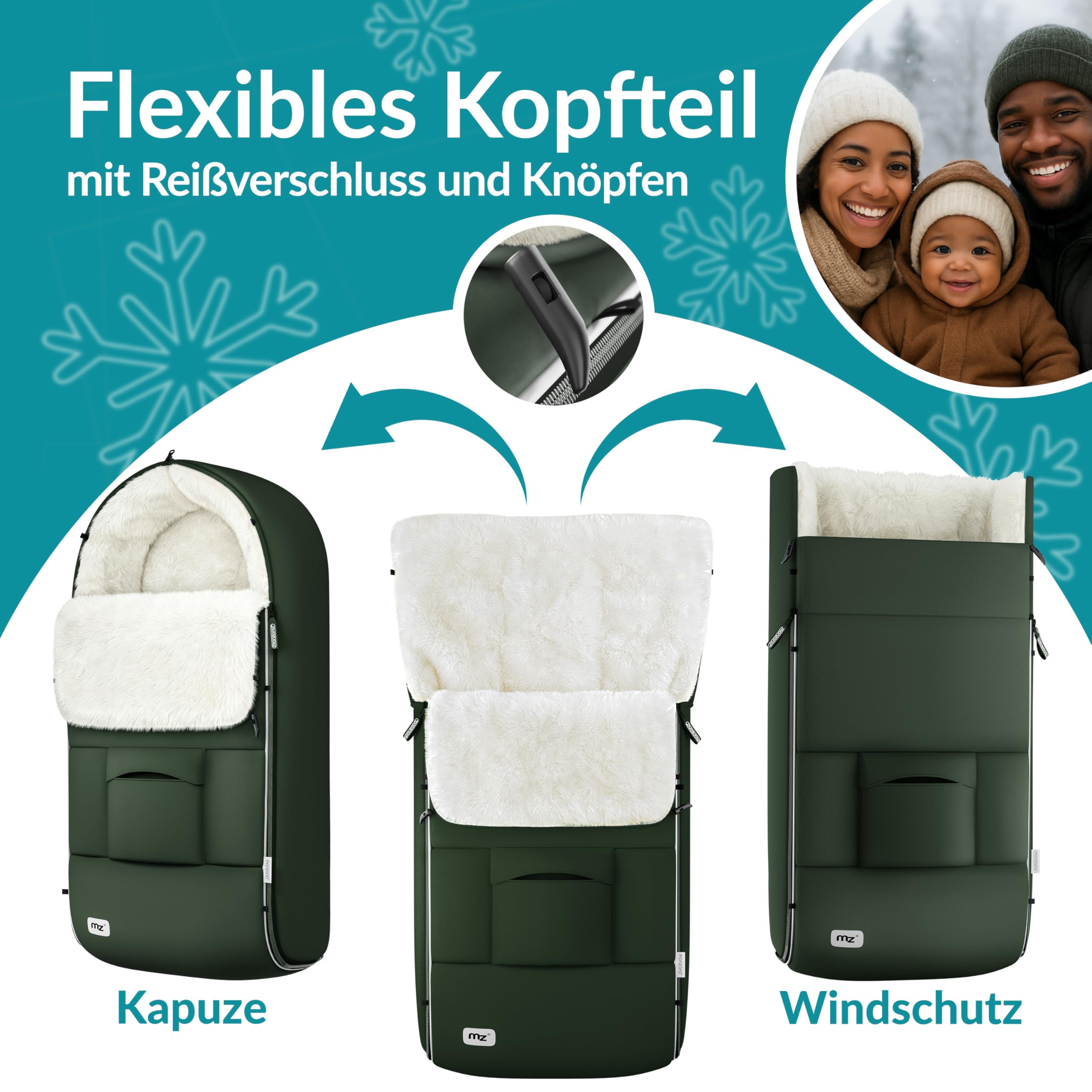 MONZANA® Saco Silla de Paseo Universal Protección Invierno Cremallera Polar Térmico Antideslizante Cochecito Bebe Portabebés