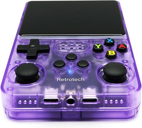 Retrotech R36S Consola de videojuegos portátil con 15000 juegos integrados (morado transparente)