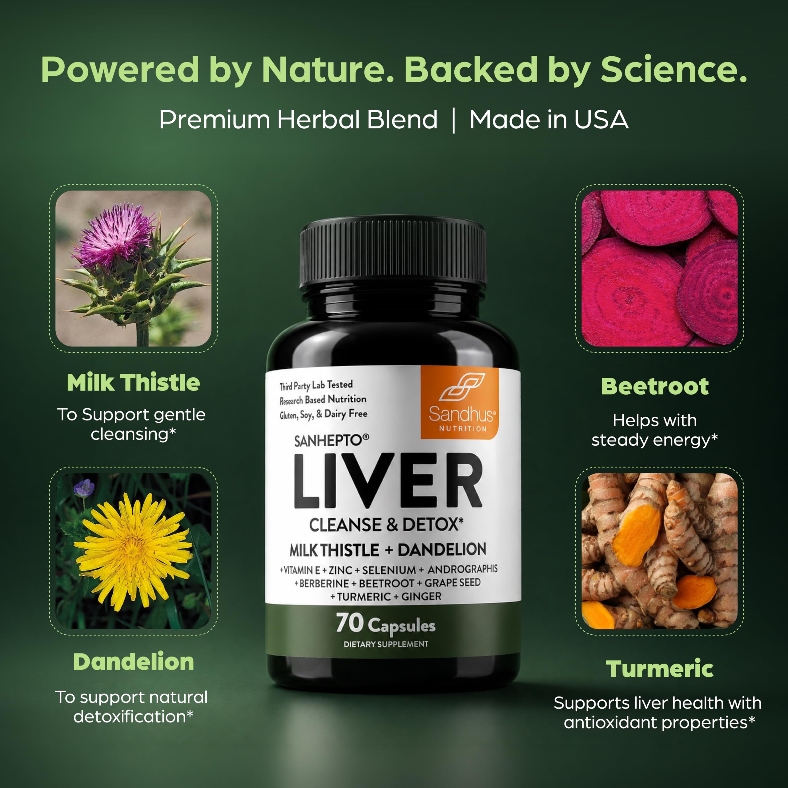 Liver Cleanse Detox & Repair Capsules Milk Thistle Dandelion Root 140 Count — Amazon image 3