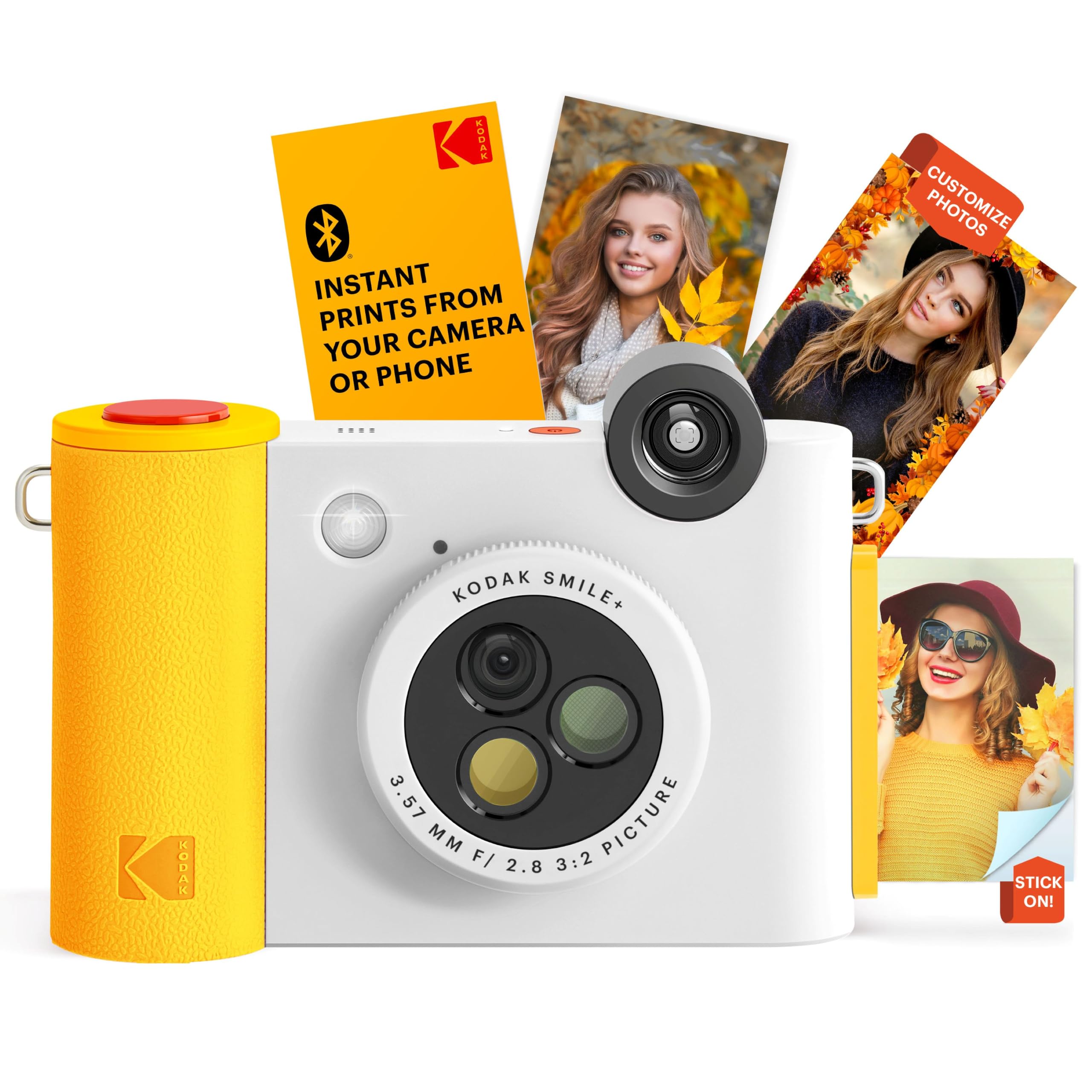 Kodak Smile+ 2-in-1 Digital Instant Camera &amp; Wireless Bluetooth Photo Printer, 10MP, Special-Effect Rotating Lens, Zink 2x3 (5.1x7.5 cm) Sticky-Back Photos, Print via App from Smart Devices, White