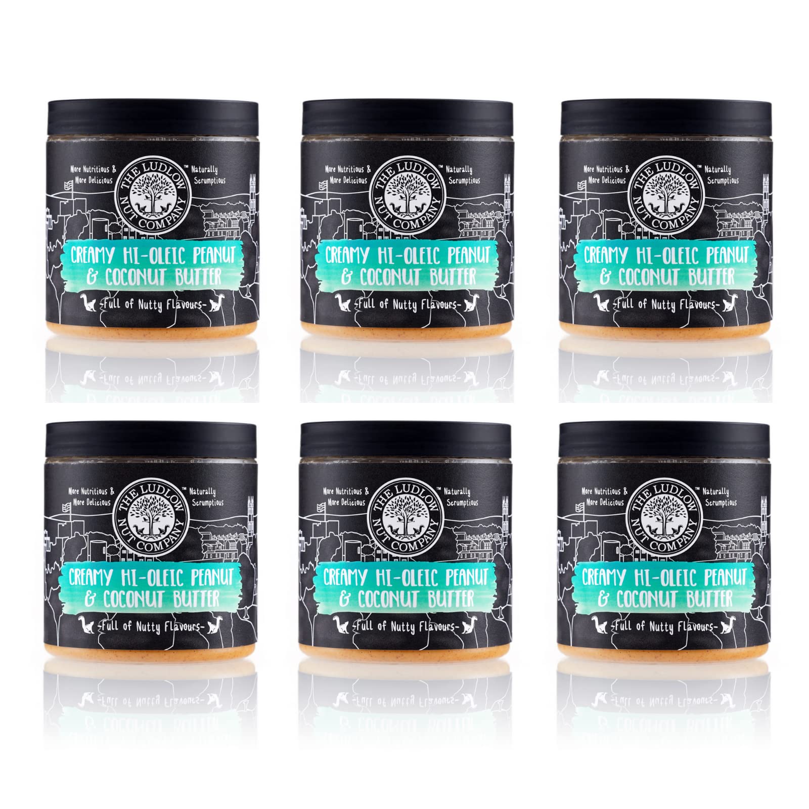 Crunchy Hi-Oleic Peanut & Coconut Butter (250g) by The Ludlow Nut Co - Gluten Free - Source of Vegan Protein - Healthy Snack - Contains Dry Roasted Peanuts and Himalayan Pink Salt (6 x 250)