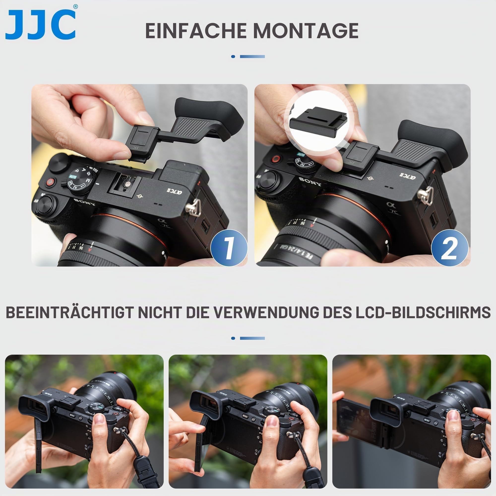 JJC Große Silikon Augenmuschel Okular mit Blitzschuhabdeckung für Sony A7CII A7CR ILCE-7CM2 ILCE-7CR (Ausgestattet und Gesichert mit Blitzschuh)