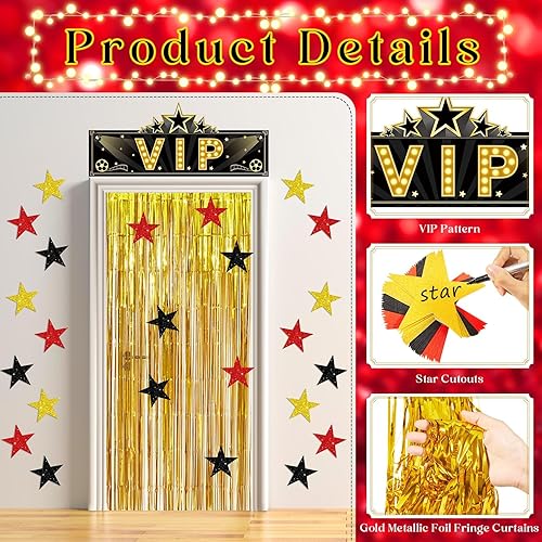 Miniatura 3 de 32 piezas de decoraciones de película VIP, decoración de estrella de entrada VIP, decoración de cortina de puerta VIP, letrero de entrada VIP,