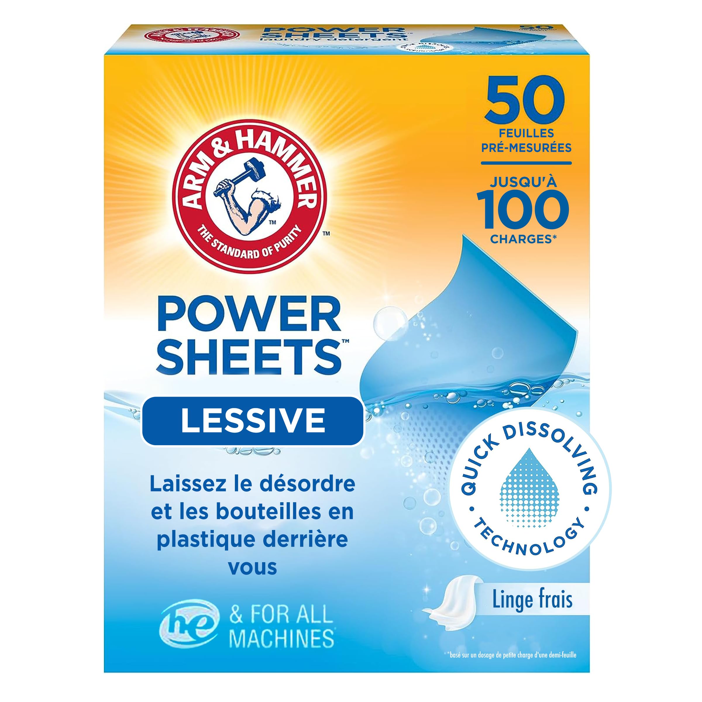 ARM & HAMMERPower Laundry Detergent Wipes, 50 Pieces, for up to 100 Small Loads