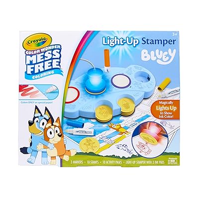 Crayola Magic Light Up Bluey Stamper Art Set, Toddler Mess Free Coloring & Stamping Kit, Holiday for Kids, Bluey Toys, Ages 3, 4, 5