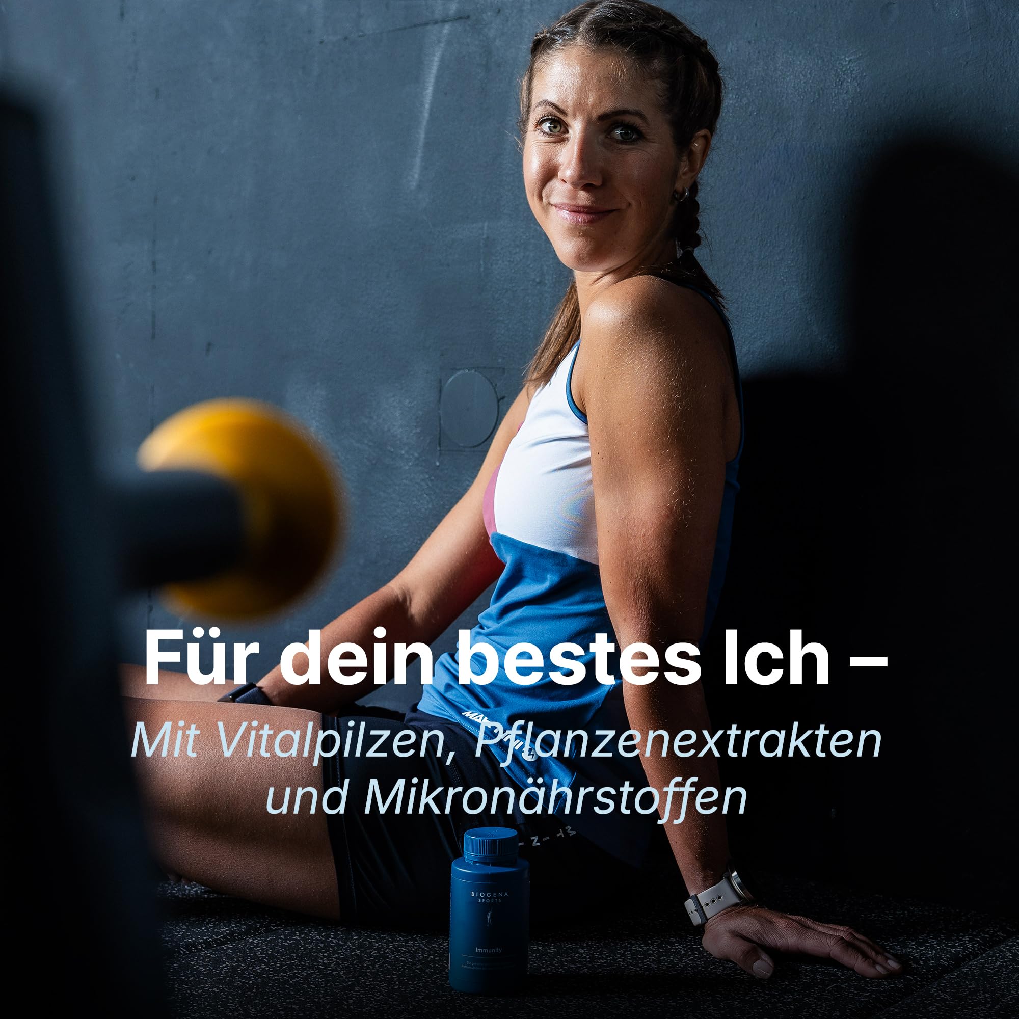 BIOGENA SPORTS Immunity – Premium Nährstoff-Komplex mit Reishi, Cordyceps & Shiitake Pilz - Zink, Selen & Vitamin A, C, D – mit Echinacea, Schwarzer Knoblauch - Vegan – 90 Kapseln