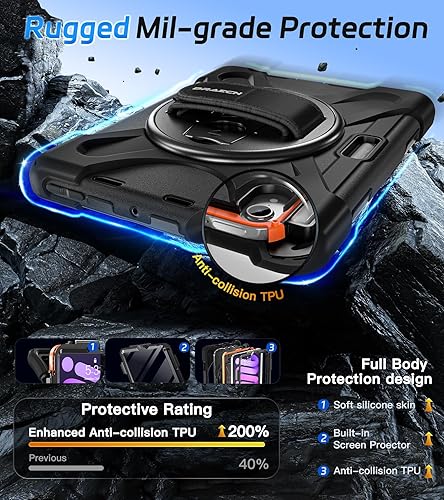 Miniatura 6 de BRAECNstock Funda para Apple iPad mini 7 (A17 Pro) 2024Mini 6 2021 de 8.3 pulgadas, protección resistente con protector de pantalla, soporte para