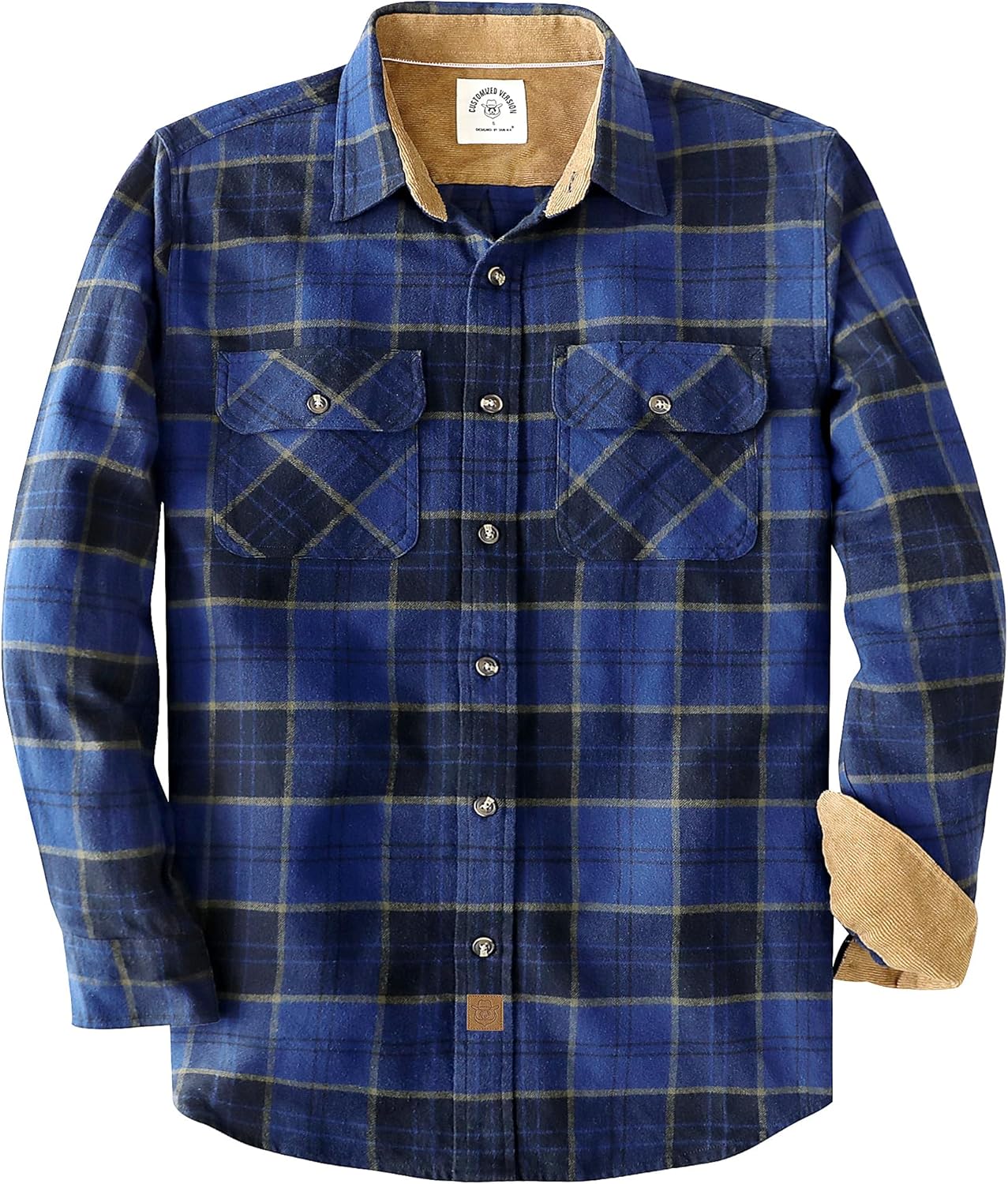 Dubinik® Mens Flannel Shirt Long Sleeve Button Down Plaid All Cotton Soft Brushed Flannel Shirt for Men Utility Casual Shirt