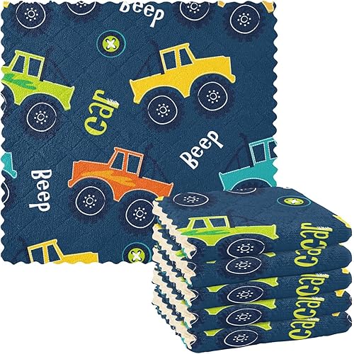 FRODOTGV Tractor Cars Quality Print Kitchen Microfiber Towels Quick Dry 6 Pack Tea Towels for Kitchen for Restaurant Table