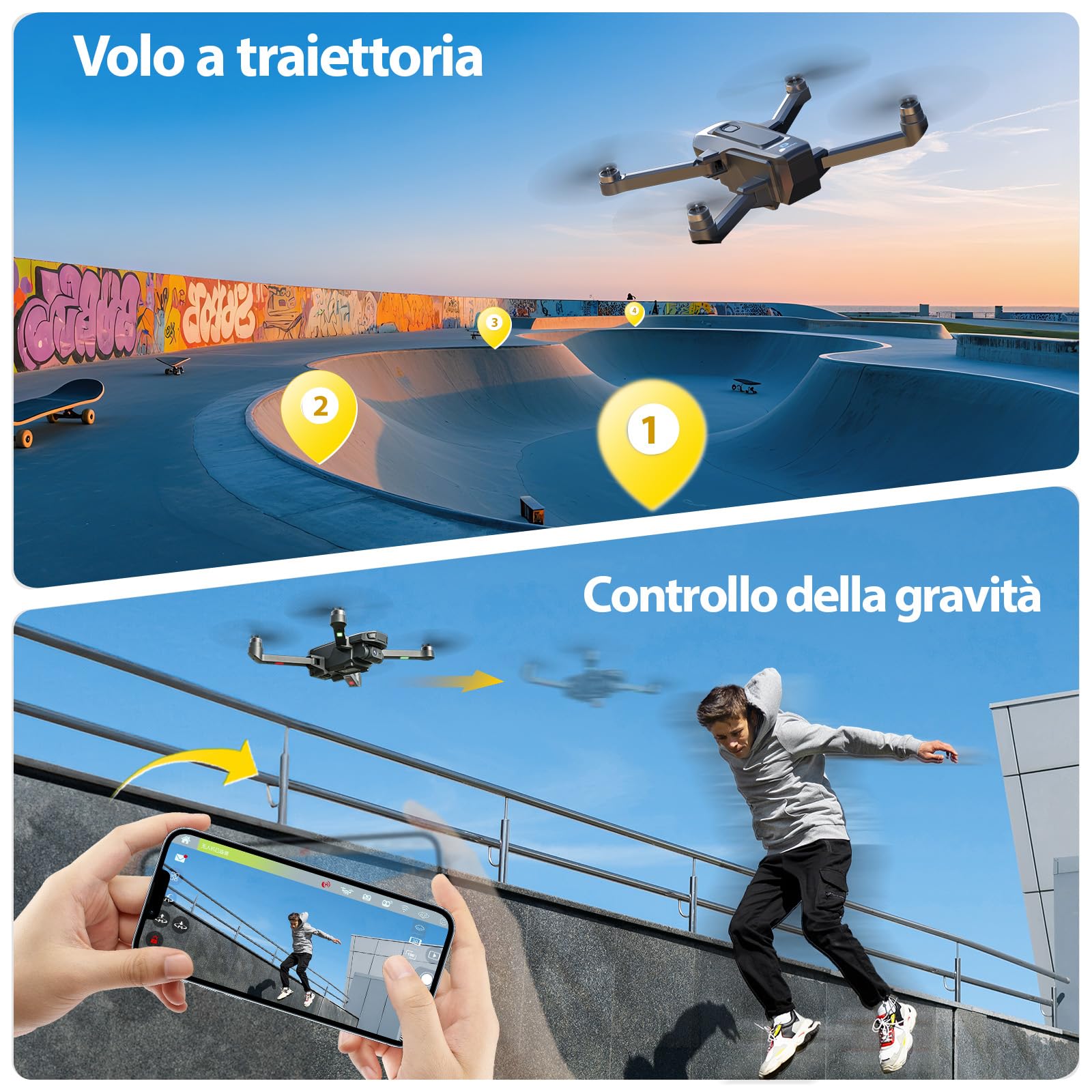 DEERC D25 Drone 4K HD con Trasmissione 5G, RC Pieghevole con Motore Brushless, Flusso Ottico, Tap Fly, Controllo Vocale, 2 Batterie 40 Min, Facile per Principianti, per Bambini e Adulti