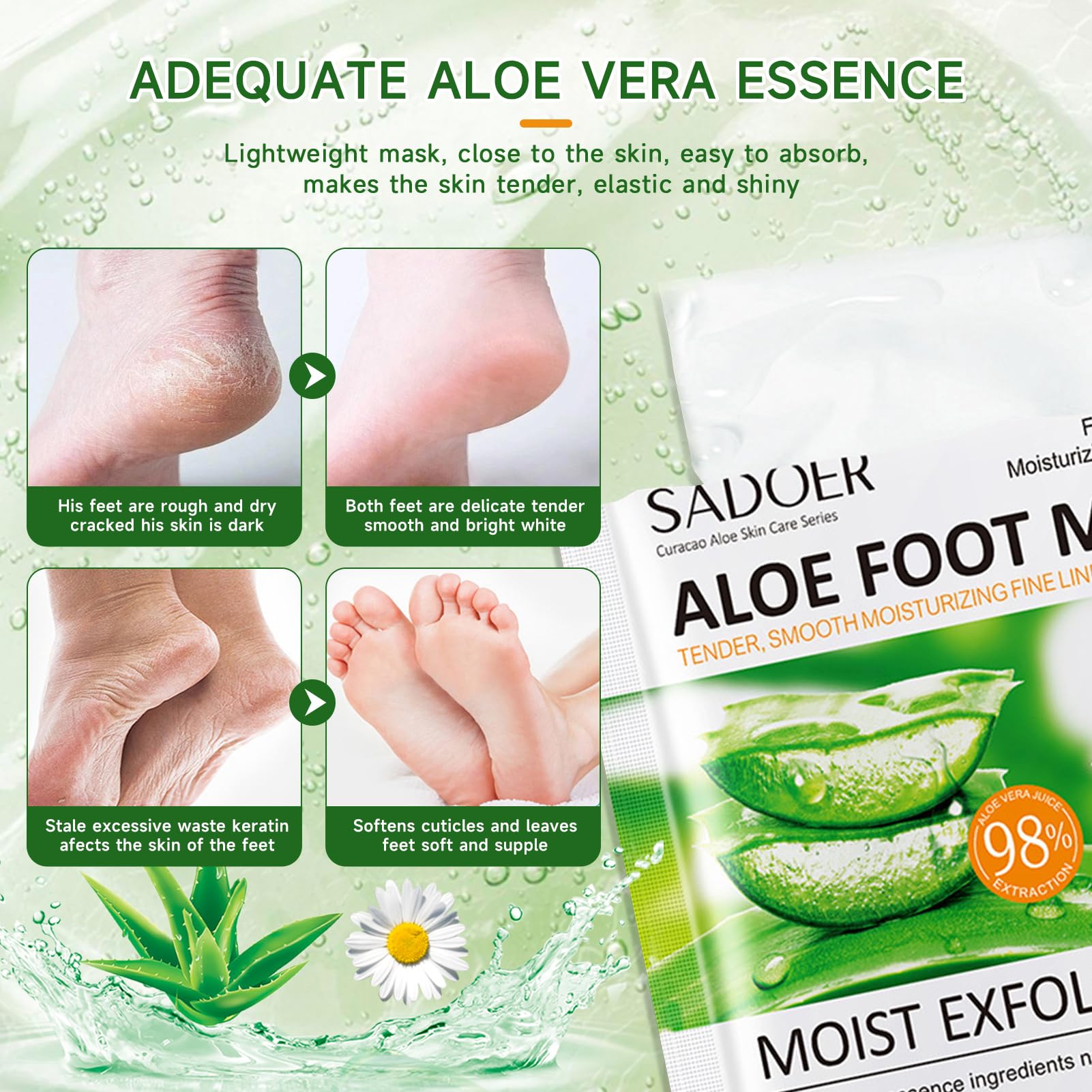 6 Paires Masque Peeling Pied, Masque Pieds, Aloe Vera Masque Pieds Exfoliant, Masque Pieds Nourrissant Hydratant, Masque Pieds Très Secs et Abîmés, Masque Exfoliant Pied pour Femmes Hommes