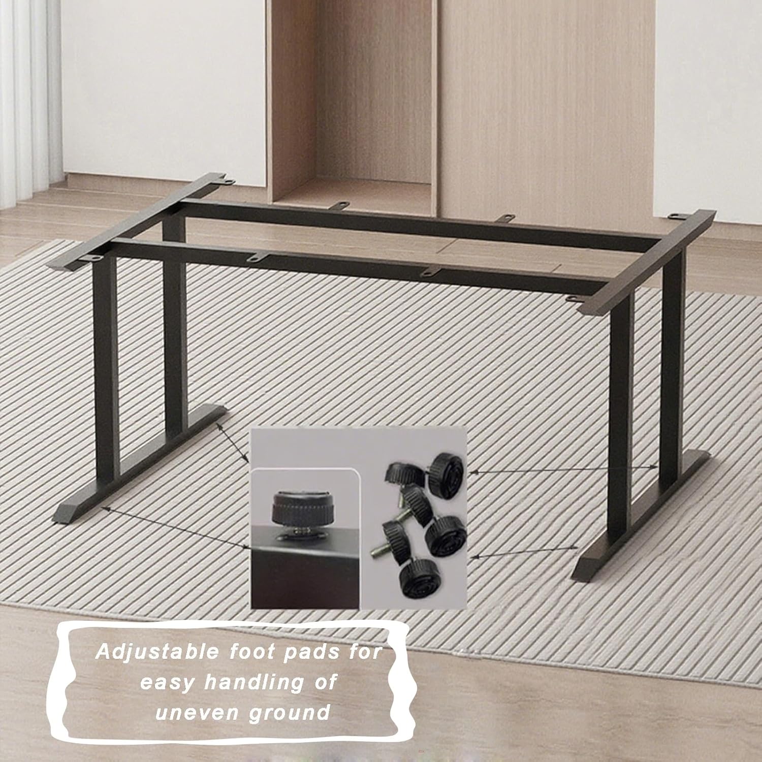 Rectangular Metal Table Legs Height 28.7" Load Ability 300kg Desk Leg Multi-Screw Fixing Hole Design Equipped with Adjustable Foot Pats