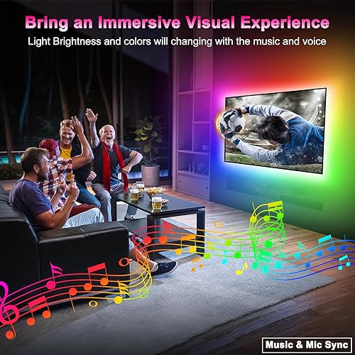 Miniatura 3 de Daymeet Tira de luces LED para TV, sincronización de música, retroiluminación LED para TV de 65 a 85 pulgadas, luces de TV de 16.4 pies, control