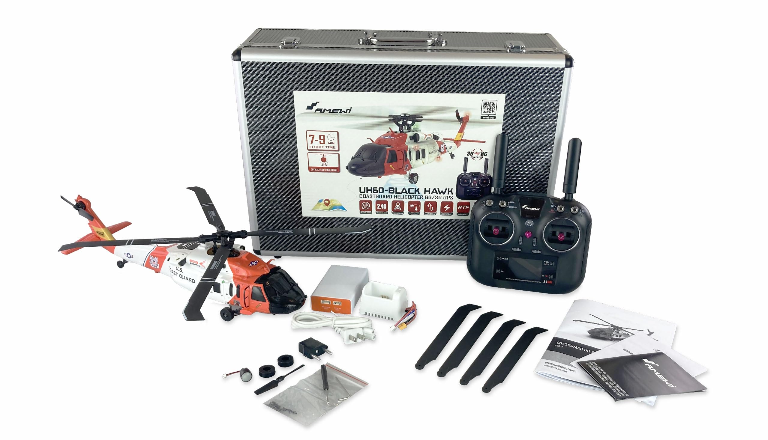 Amewi 25337 UH60 Black Hawk Coastguard Helikopter 6G/3D GPS RTF
