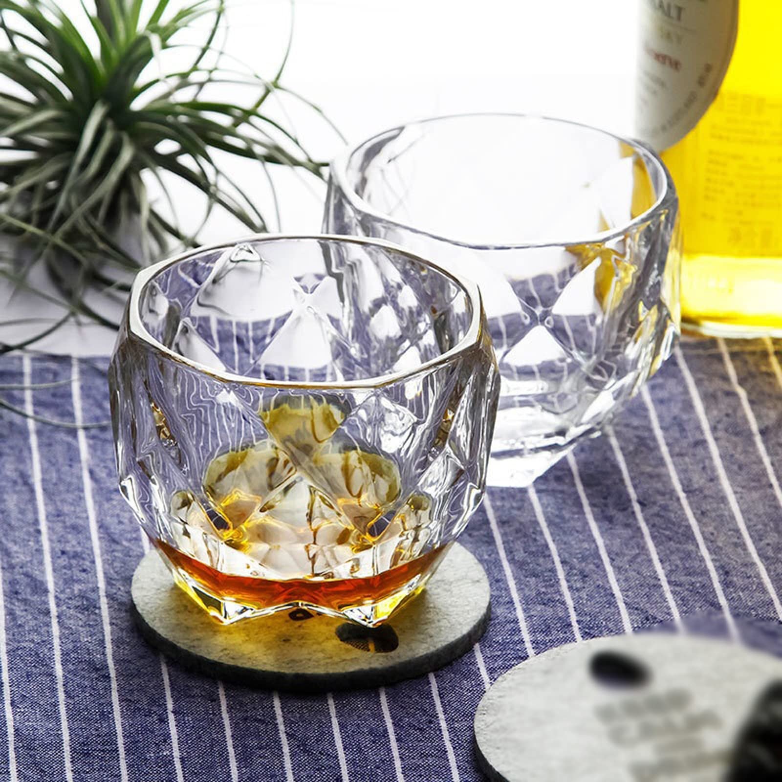 Szklanki do wody Szklanki do picia Szklanki do whisky Diamond Cut Whisky Prism Crystal Old Fashioned Glass Vodka Tumbler Chivas Wine Cup Szklane kubki (Rozmiar: 350 ml, Kolor: 2 szt) (1 szt 350 ml)