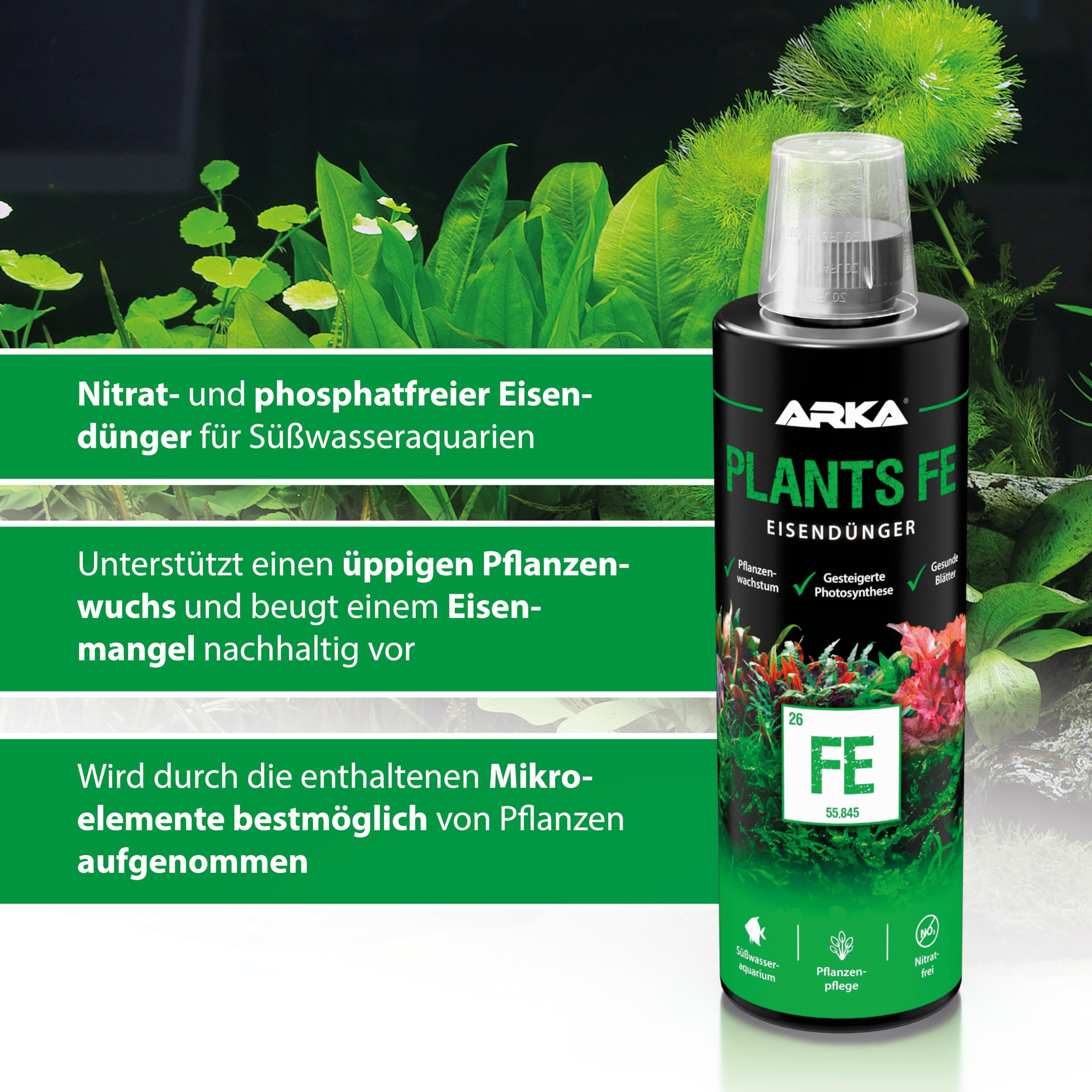 Aquarium Eisendnger 473 ml  Eisen-Dnger fr Wasserpflanzen  frdert  sattgrne Farben & krftiges Wachstum  ohne Nitrat & Phosphat  ARKA  Plants FE : Amazon.de: Haustier