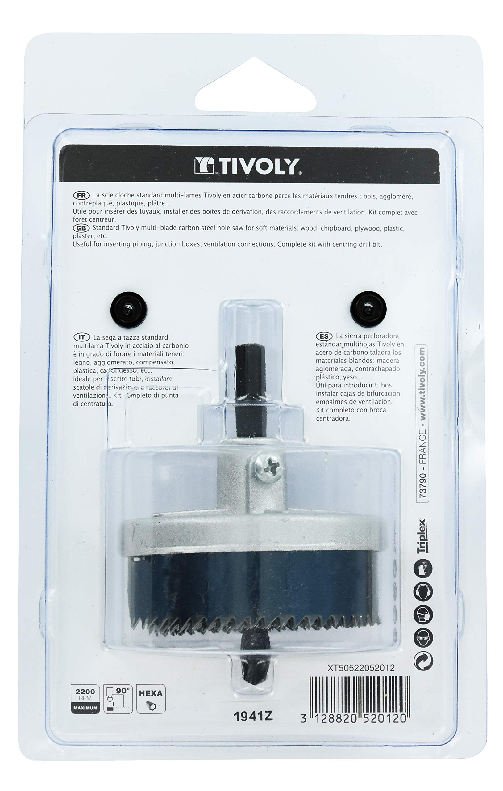 Image secondaire de Tivoly TIV00180 Scie Cloches HCS Ø25-32-38-45-50-56-62 mm TIVOLY-XT50522052012