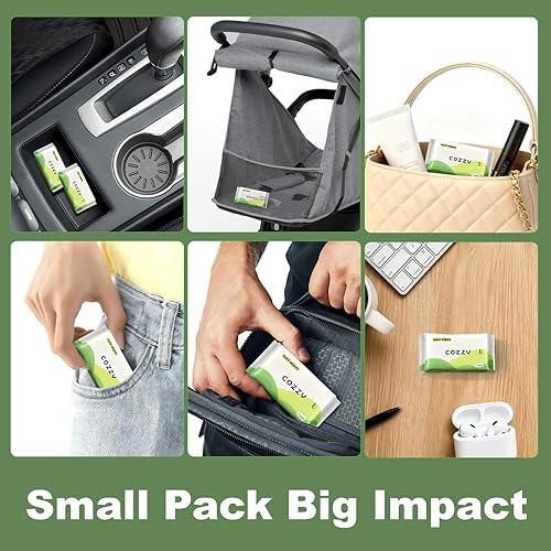 Miniatura 3 de COZZY Mini toallitas de viaje ultracompactas, suaves y agradables al tacto, sin perfume, sin alcohol, sin parabenos, ideales para adultos, niños y