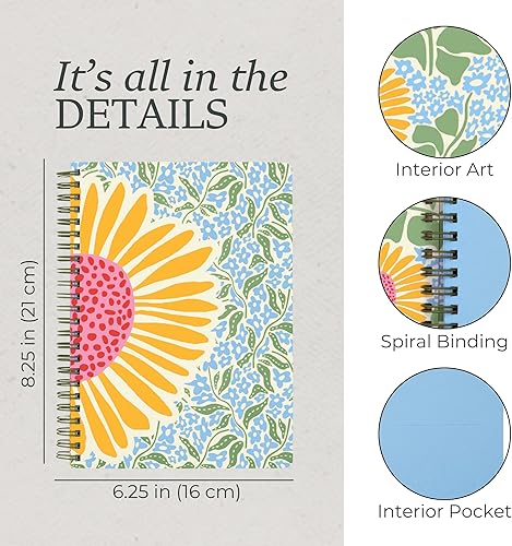 Miniatura 3 de Steel Mill & Co - Cuaderno pequeño en espiral, diario de 8.25 x 6.25 pulgadas con tapa dura duradera y 160 páginas rayadas (girasol)