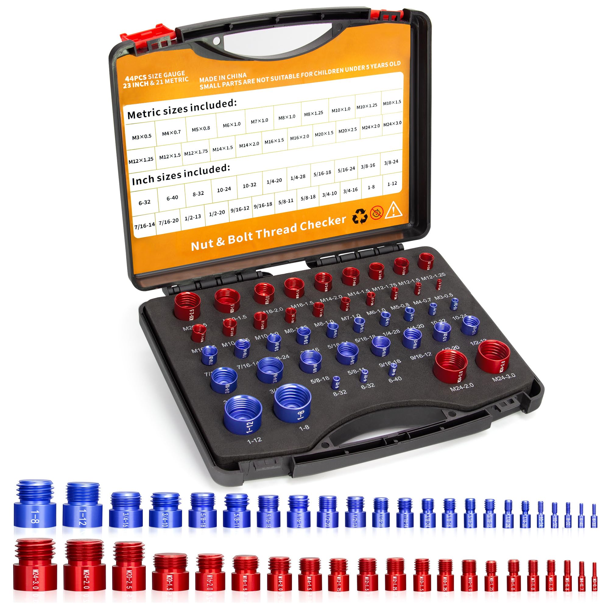 Buy 44pcs Nut and Bolt Thread Checker Standard and Metric