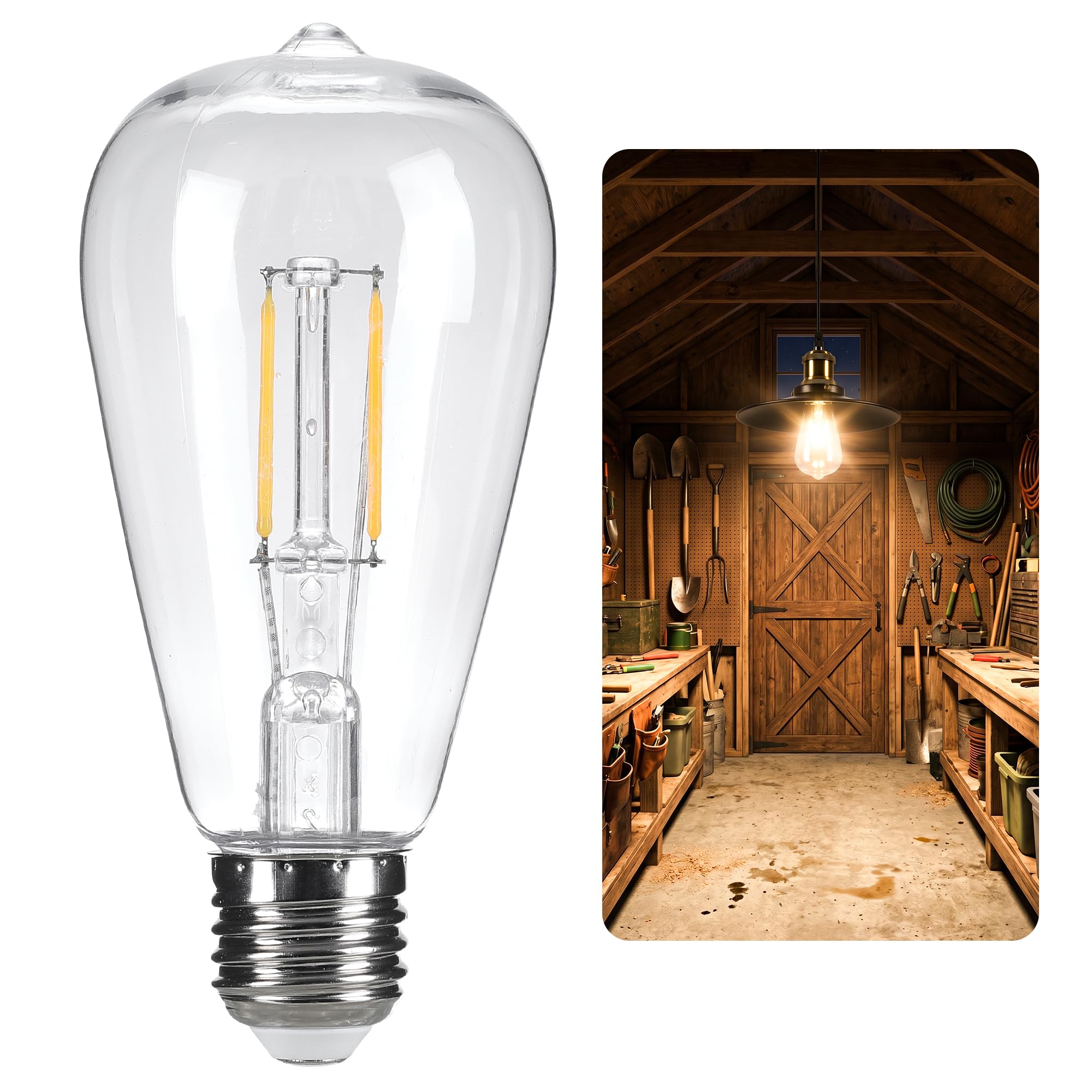 FabStyl Replacement Bulb 3V E27 ST64 Low Voltage Lamp Warm White for Solar Shed Lights, Warm White 2700K Compatible with B0DHC8RFJR B0DSZQPWZR B0DZ1XVH94 for Garden Patio Pergola Balcony