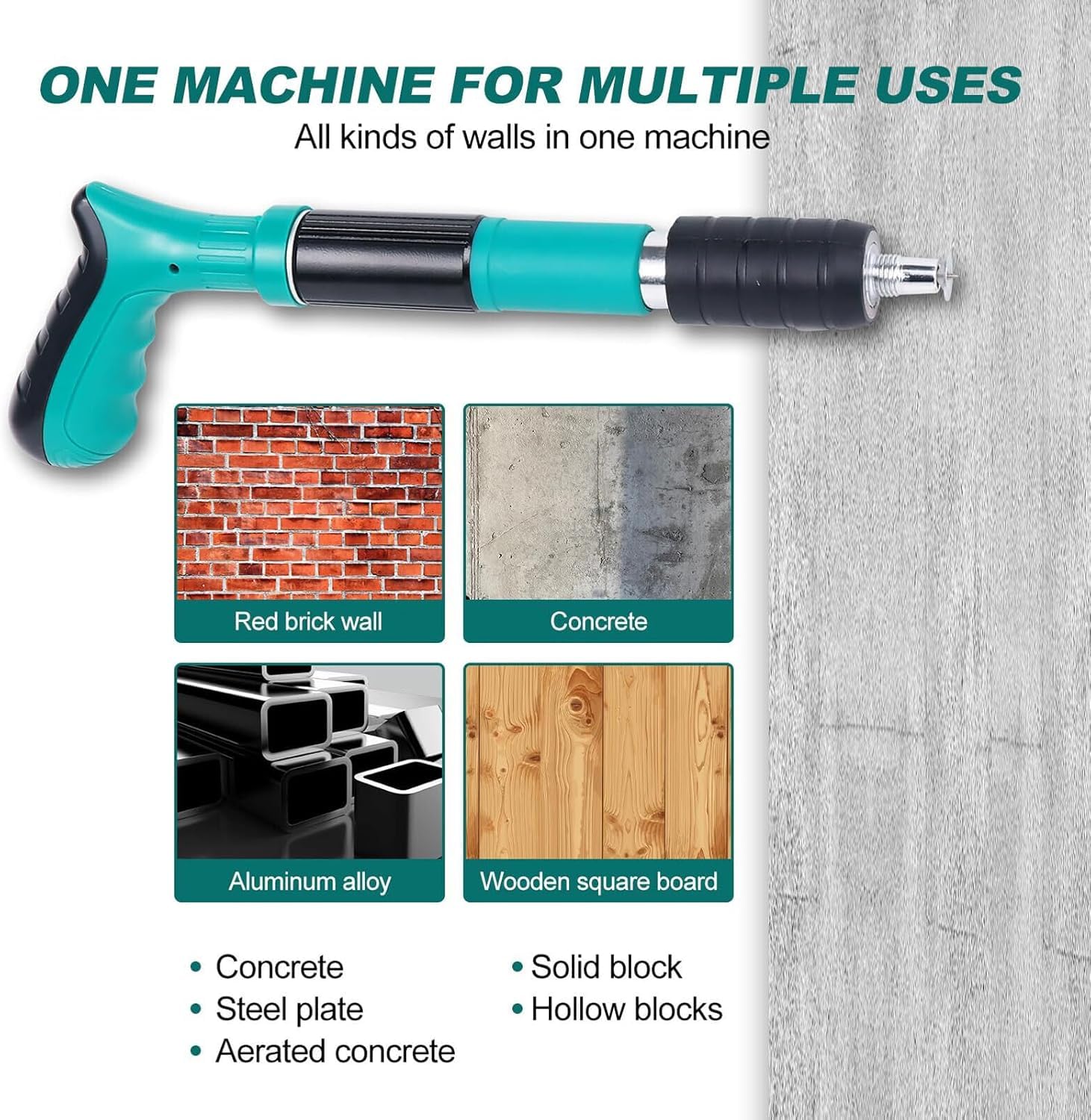 Mass Po Manual Steel Nail Gun Tool, Adjustable Portable Nail Shooting Machine with Wall Fastening Power, 10 Nails, Carry Case 1