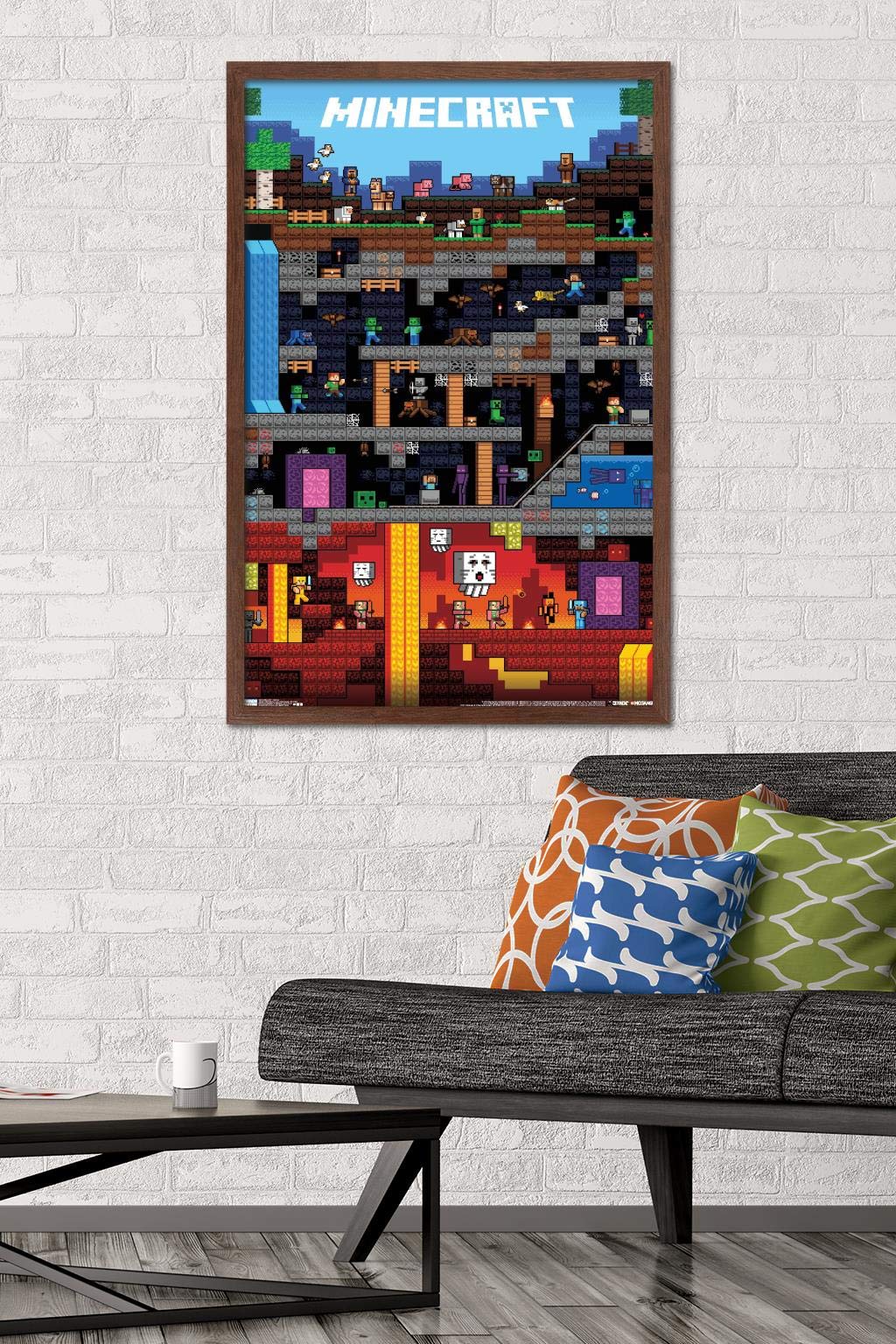 Poster Sur Toile Minecraft Style Rétro - Déco Chambre, Bureau, 30x45cm, Haute Résistance