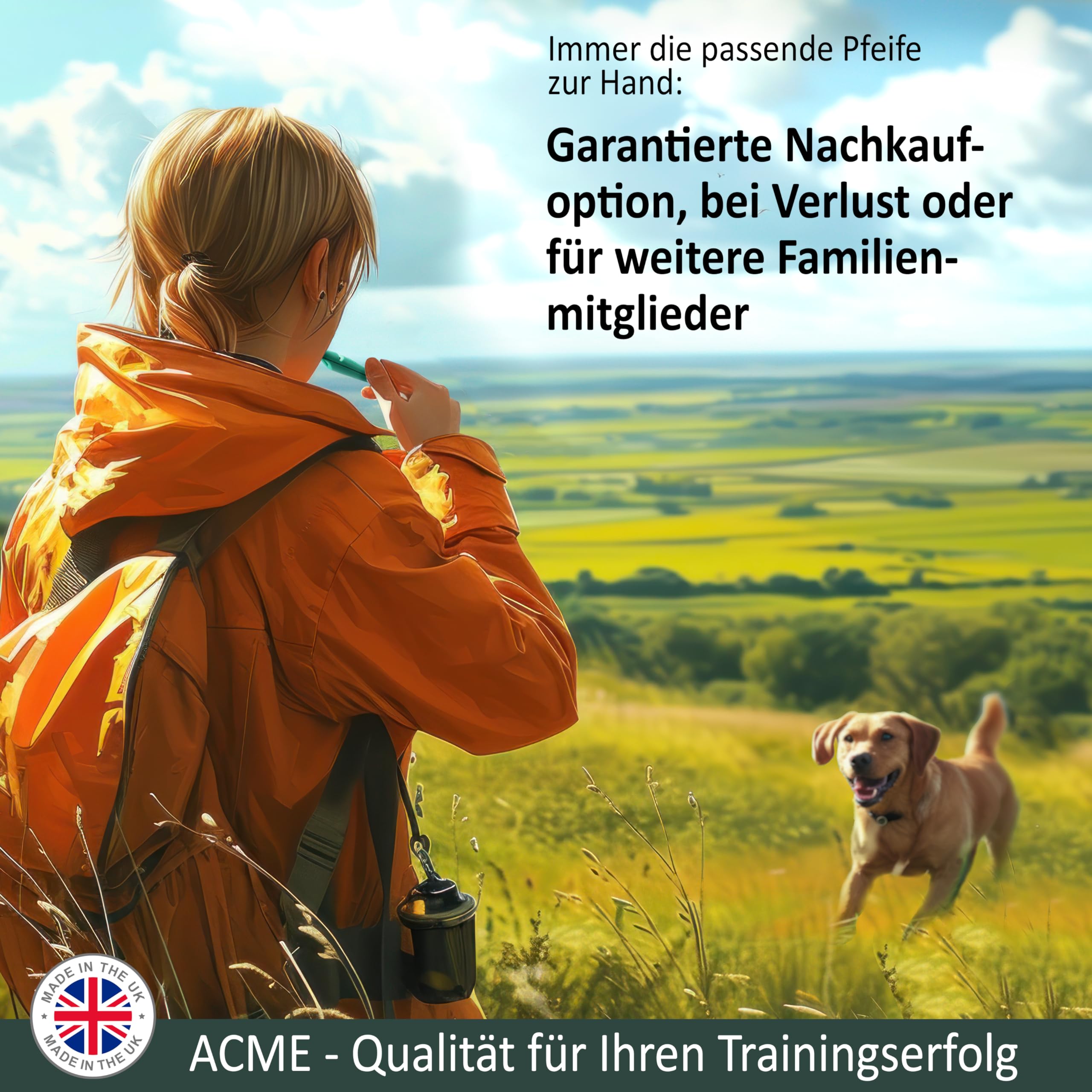 ACME Sifflet pour Chien n° 210,5 avec Bande | Original d'Angleterre | Idéal pour Le Dressage des Chiens | Matériel Robuste | Fréquence standardisée | Fort et de Grande portée