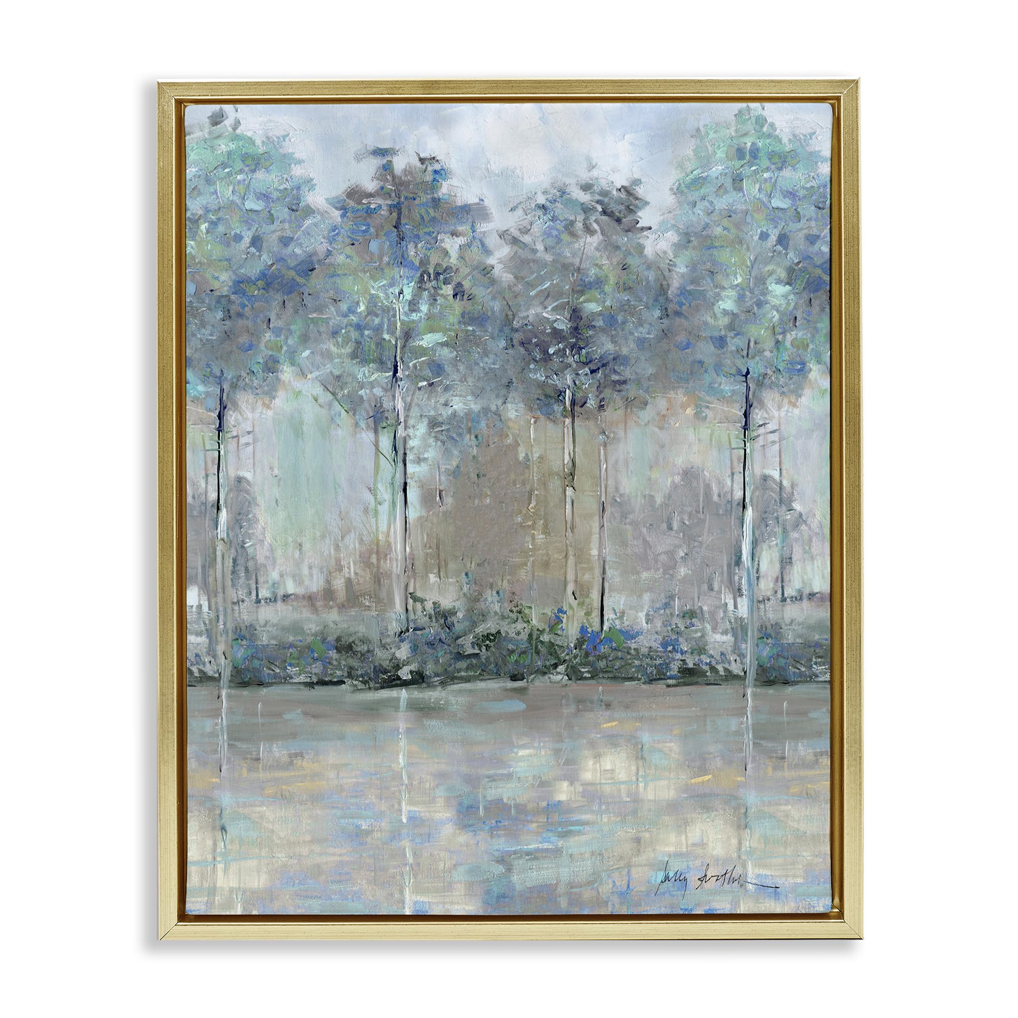 'Subdued Impression of Trees'| Floating Frame Canvas Art