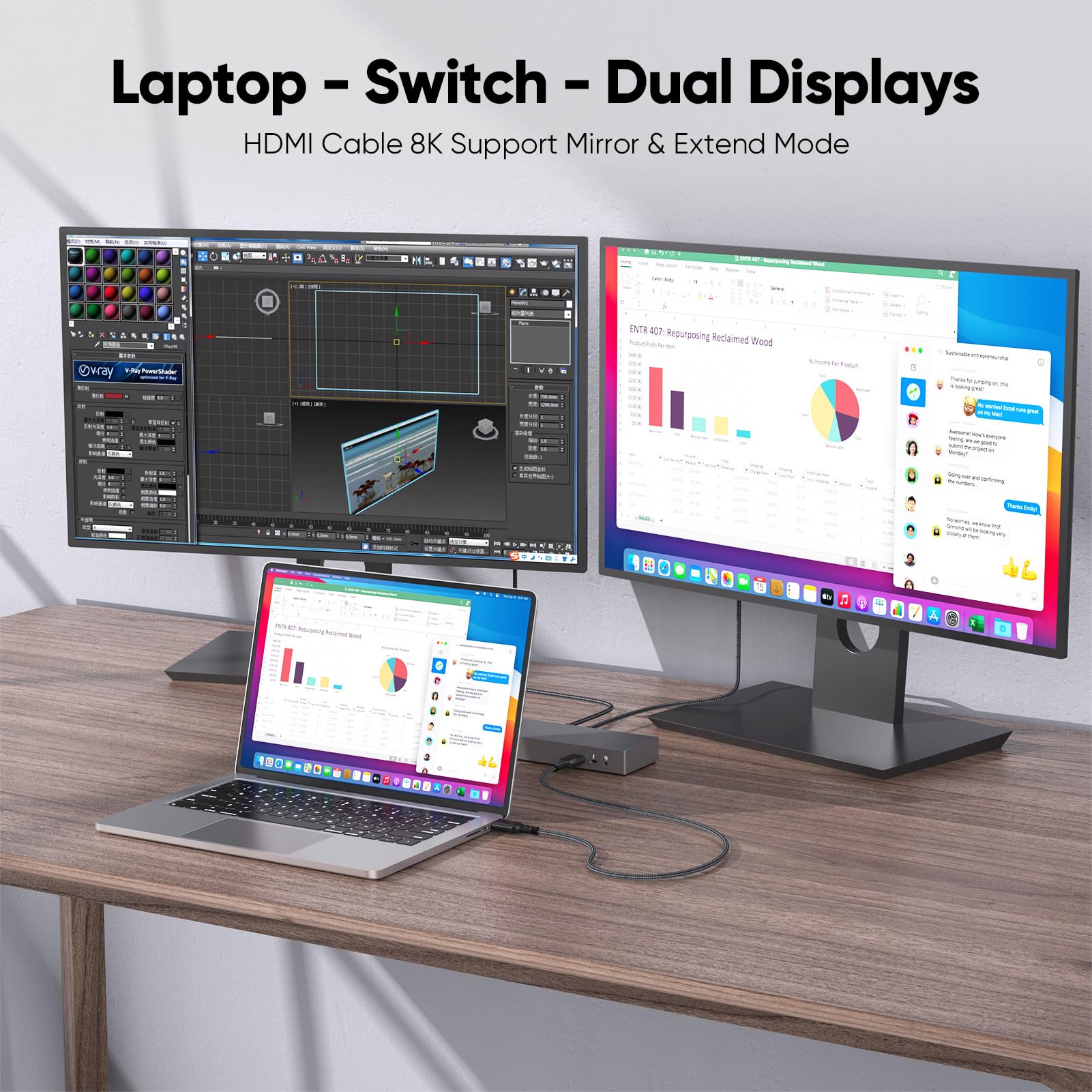 Confezione da 10 cavi HDMI da 8 K a HDMI 2.1, ad altissima velocità, 48 Gbps, confezione multipla di cavi HDMI da 8 K a 60 Hz, 4K a 240/165/144 Hz per TV LG OLED, Roku TV, Soundbar, TV 4K/8K
