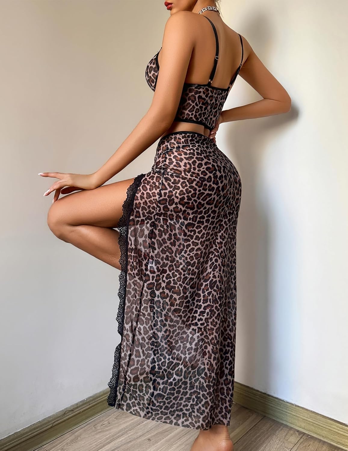 Avidlove Lingerie for Women 3 Pieces Set - Lace Long Nightgown with Side Split, Sexy Chemise for Bridal & Valentine's Day - Image 5