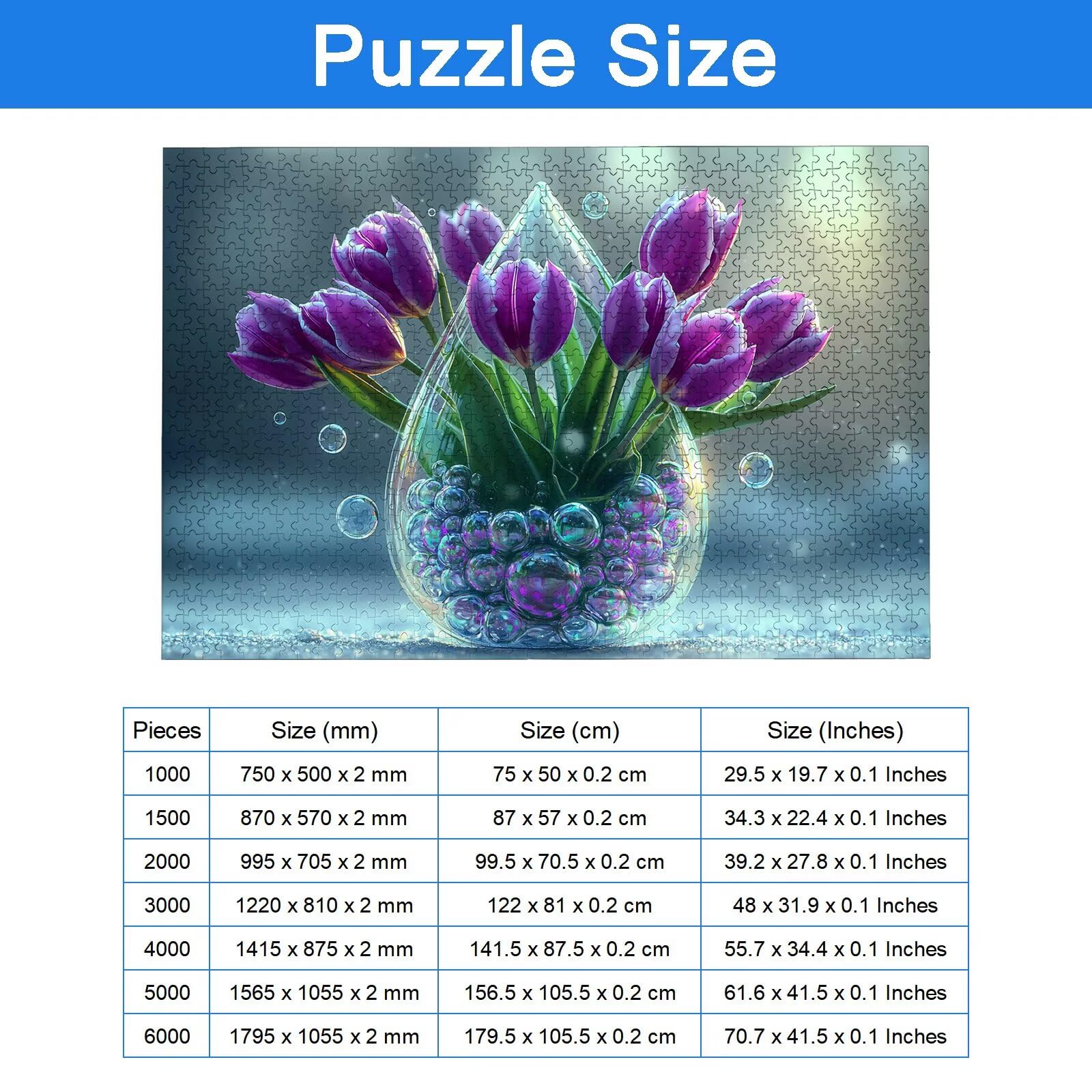 Puzzle 1500 Pièces Tulipe, Puzzle 1500 Pièces Adultes et Enfants, Puzzles Bois avec Une Boîte d'emballage Exquise, Jeu Éducatif Puzzles Fleur, Decoration Maison, Cadeau Femme, Cadeau Homme, -8659