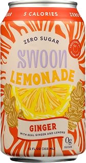 Swoon Ginger Lemonade, Zero Sugar, Gluten Free, 12 Fluid Ounce (Pack of 12)