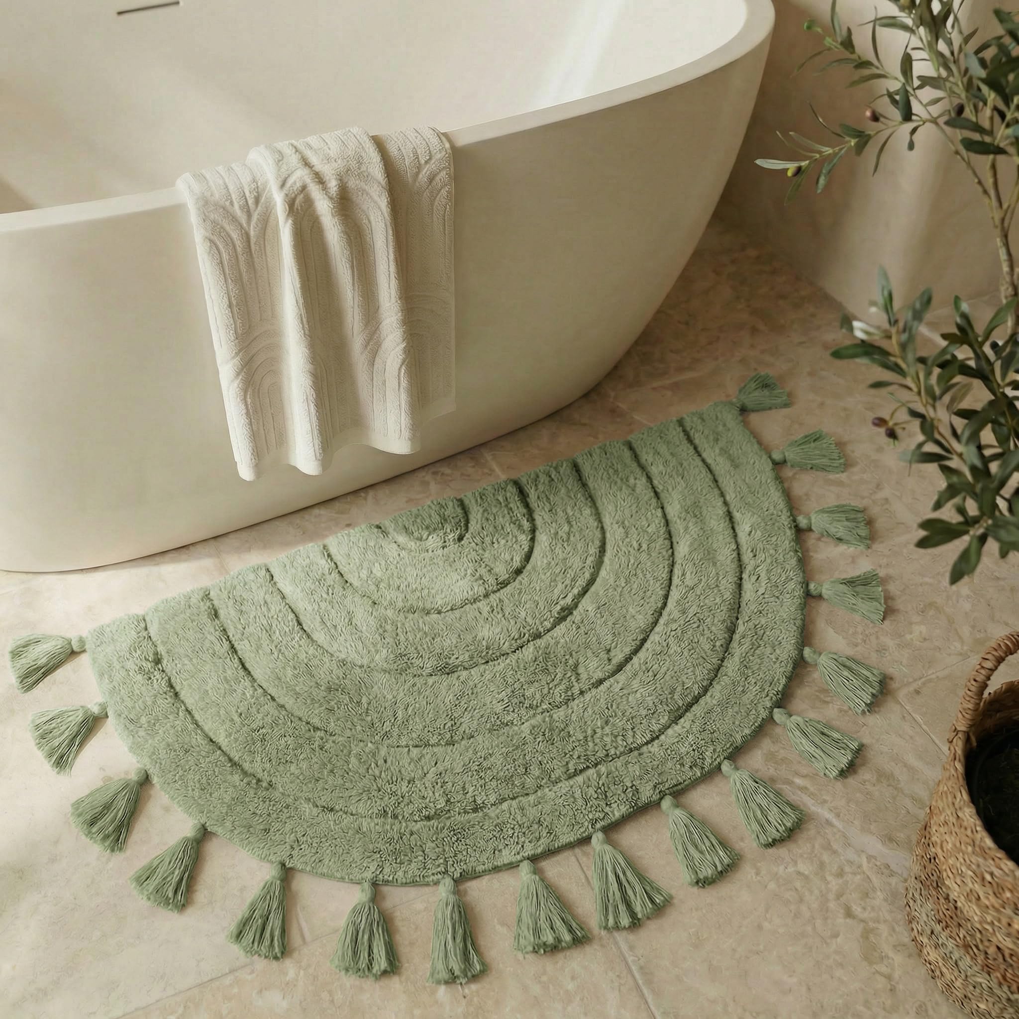 KIBAGA Boho Half Circle Cotton Rug