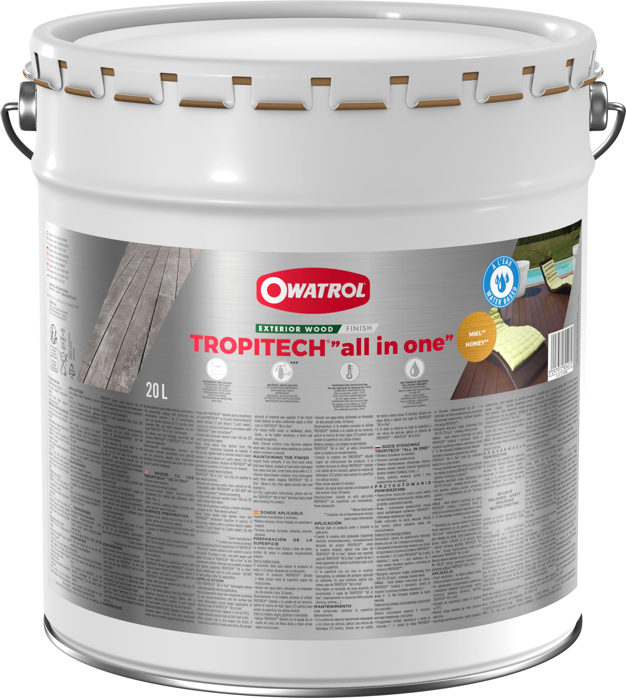 Owatrol Honey Gold D1 Pro - High Performance Saturating Wood Oil For Hardwoods - 5L Honey