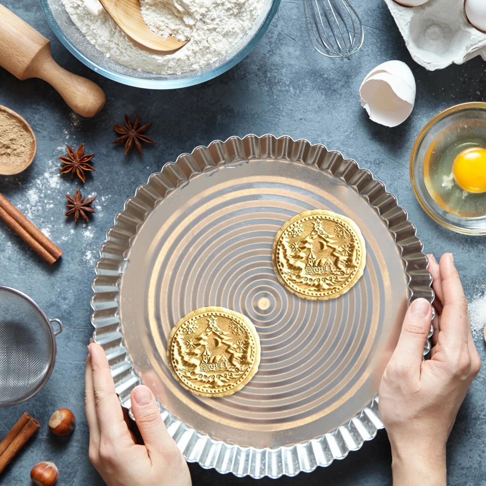 Keksausstecher, Keksformen aus Holz, Kekse, Keksausstecher, 3D-Kuchen, Keksprägepresse, Lebkuchen-Keksstempel, Backformwerkzeuge, Rosenblütenblatt
